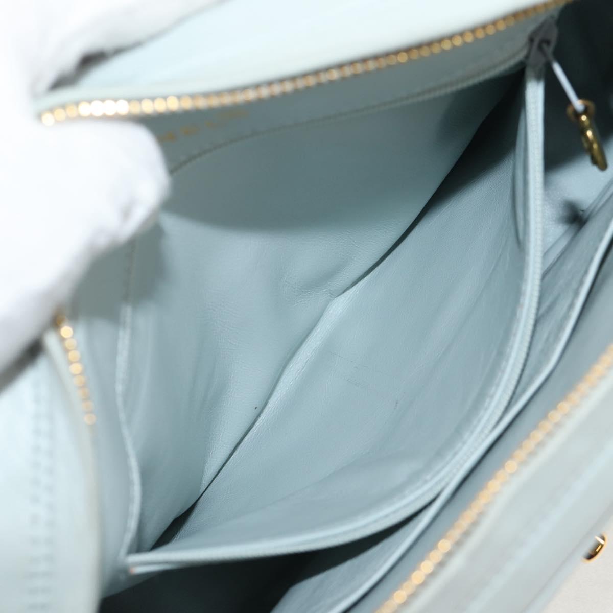 CHANEL Matelasse Chain Shoulder Bag Lamb Skin Light Blue Gold CC Auth 140125V