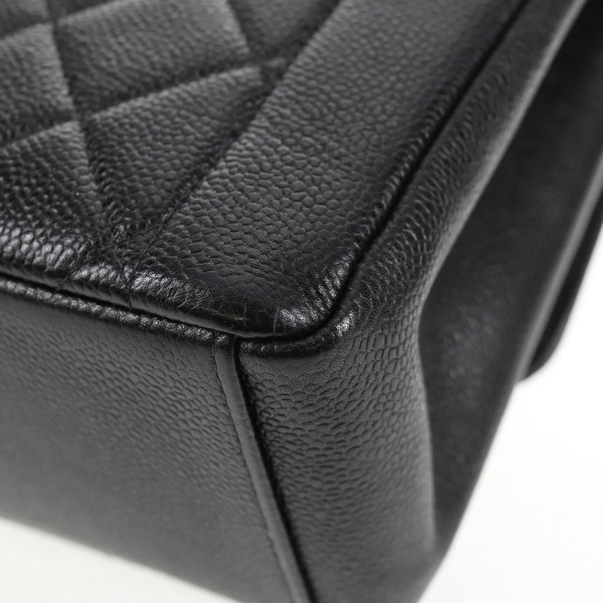CHANEL Matelasse Diana Chain Shoulder Bag Caviar Skin Black CC Auth 140126SM