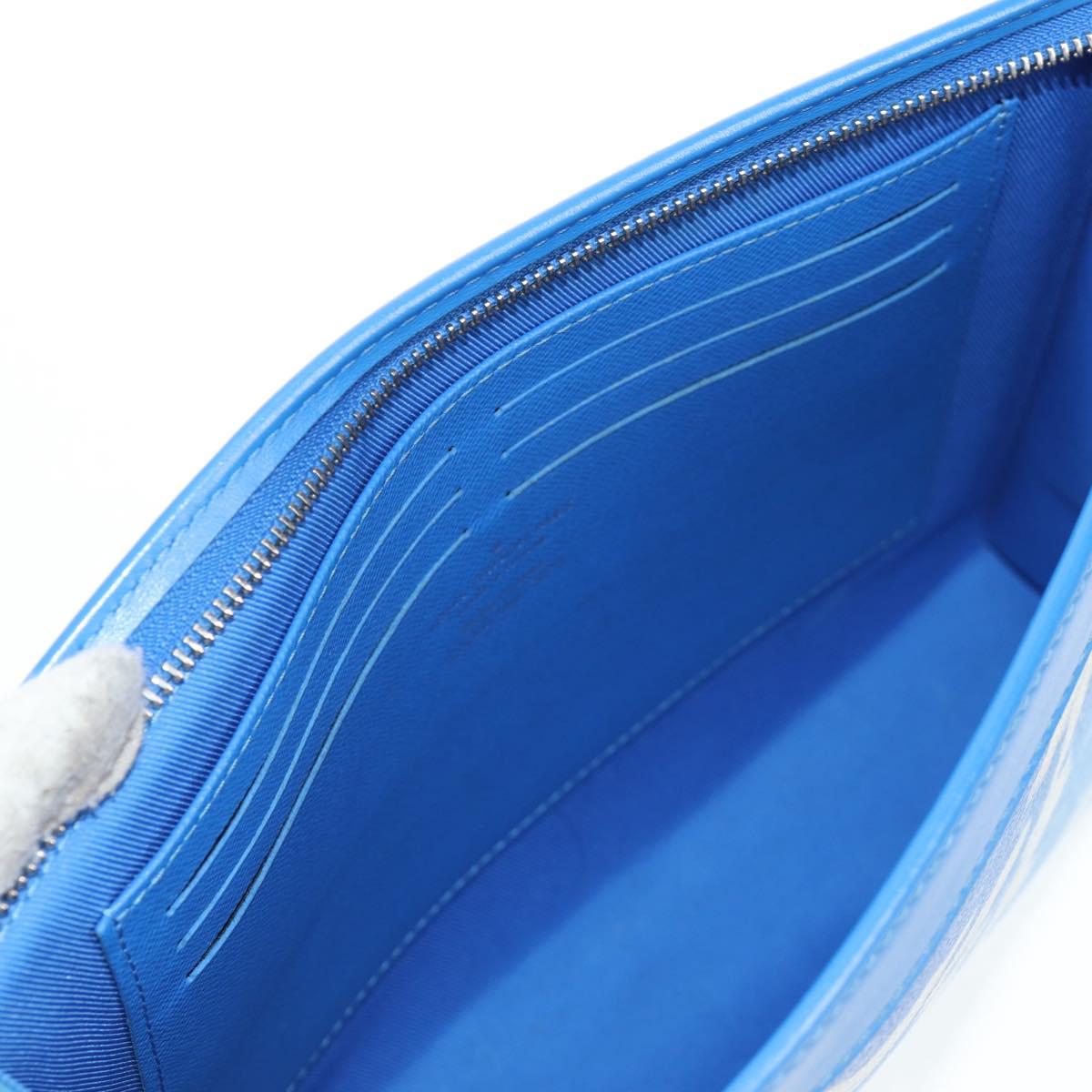 LOUIS VUITTON Monogram Crows Pochette Voyage Bag Blue White M45480 Auth 140129M