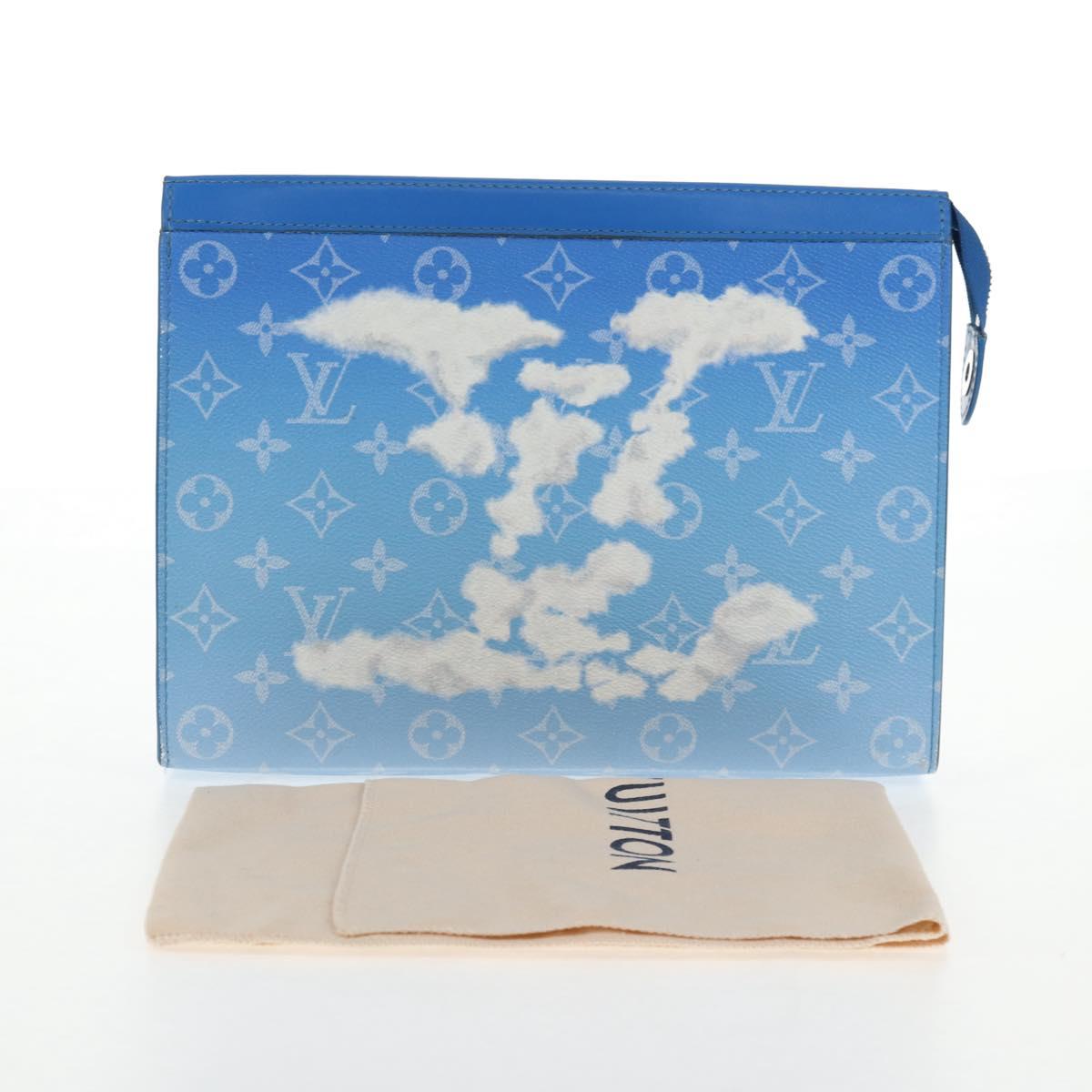 LOUIS VUITTON Monogram Crows Pochette Voyage Bag Blue White M45480 Auth 140129M