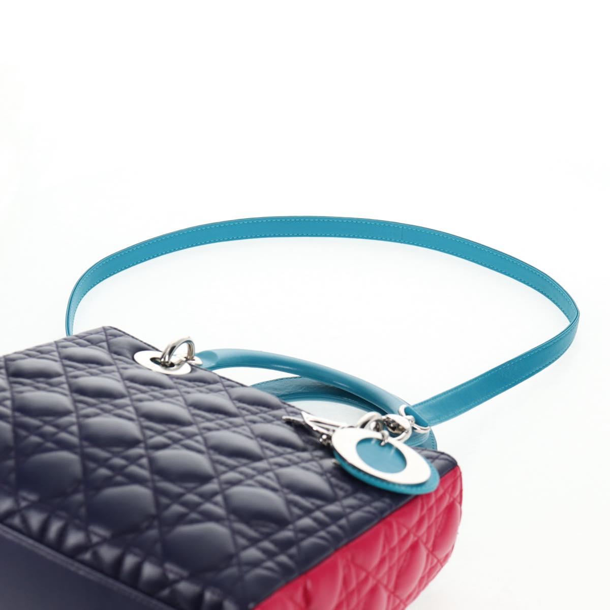 Christian Dior Canage Hand Bag Leather 2way Multicolor Silver Auth 140132SAM