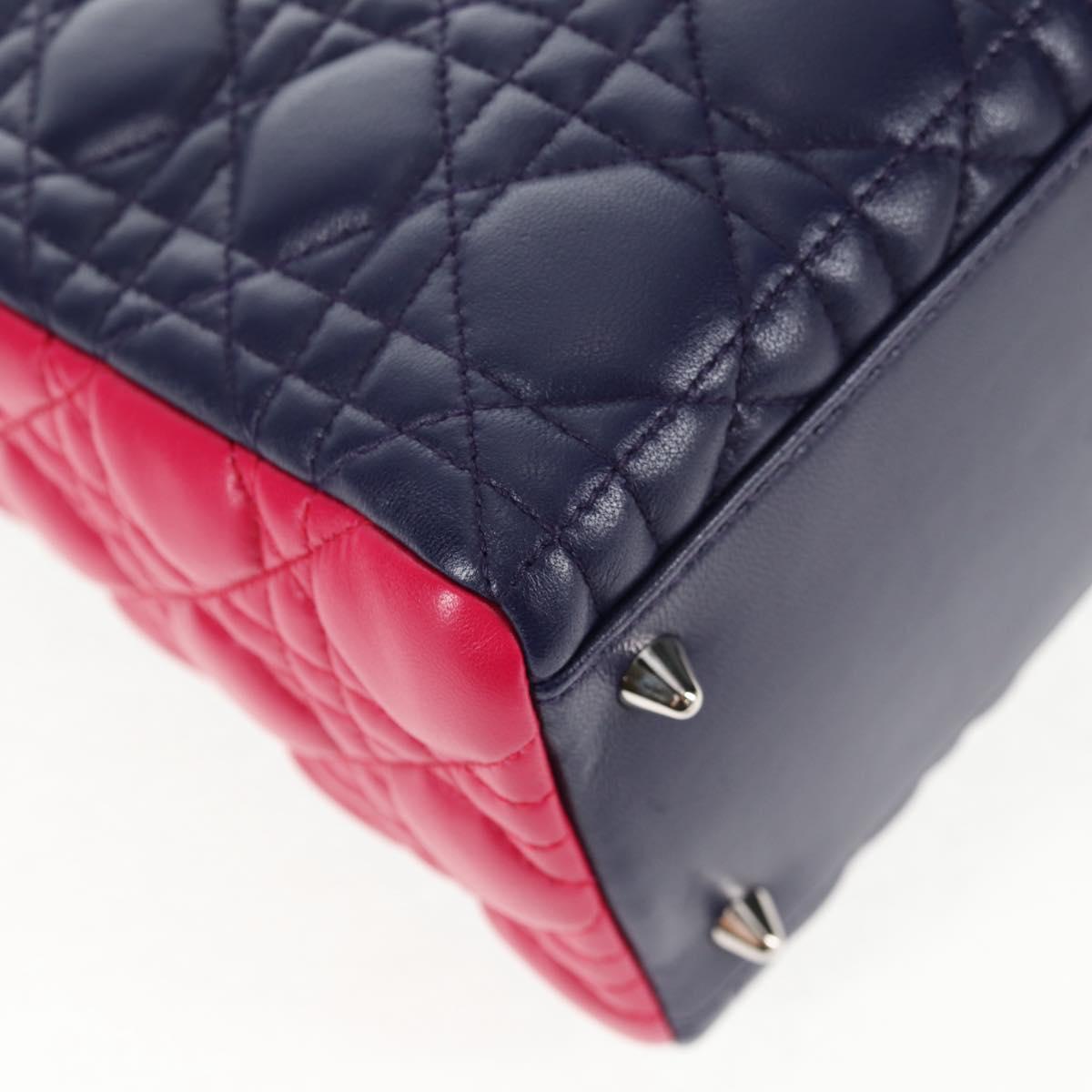 Christian Dior Canage Hand Bag Leather 2way Multicolor Silver Auth 140132M