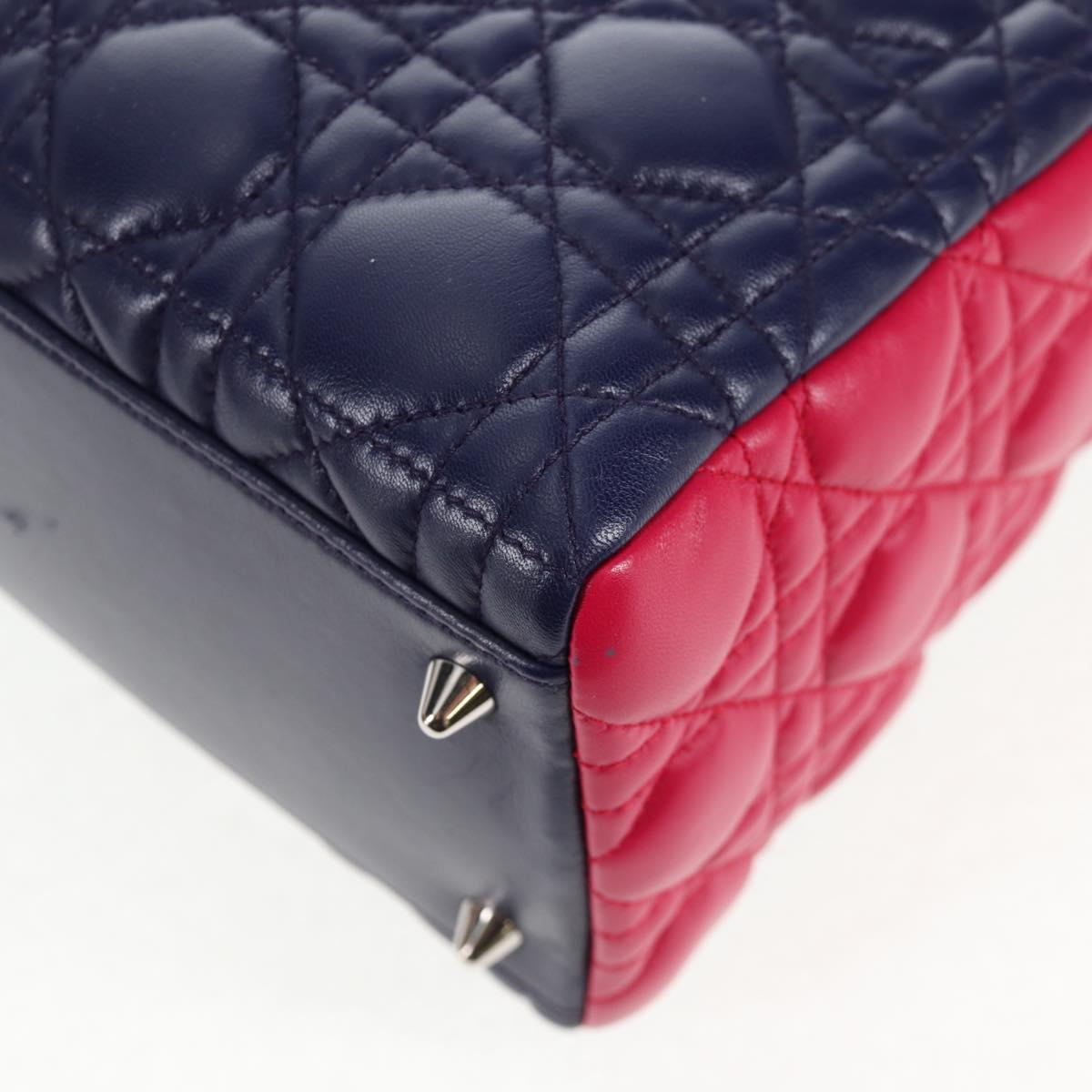 Christian Dior Canage Hand Bag Leather 2way Multicolor Silver Auth 140132M