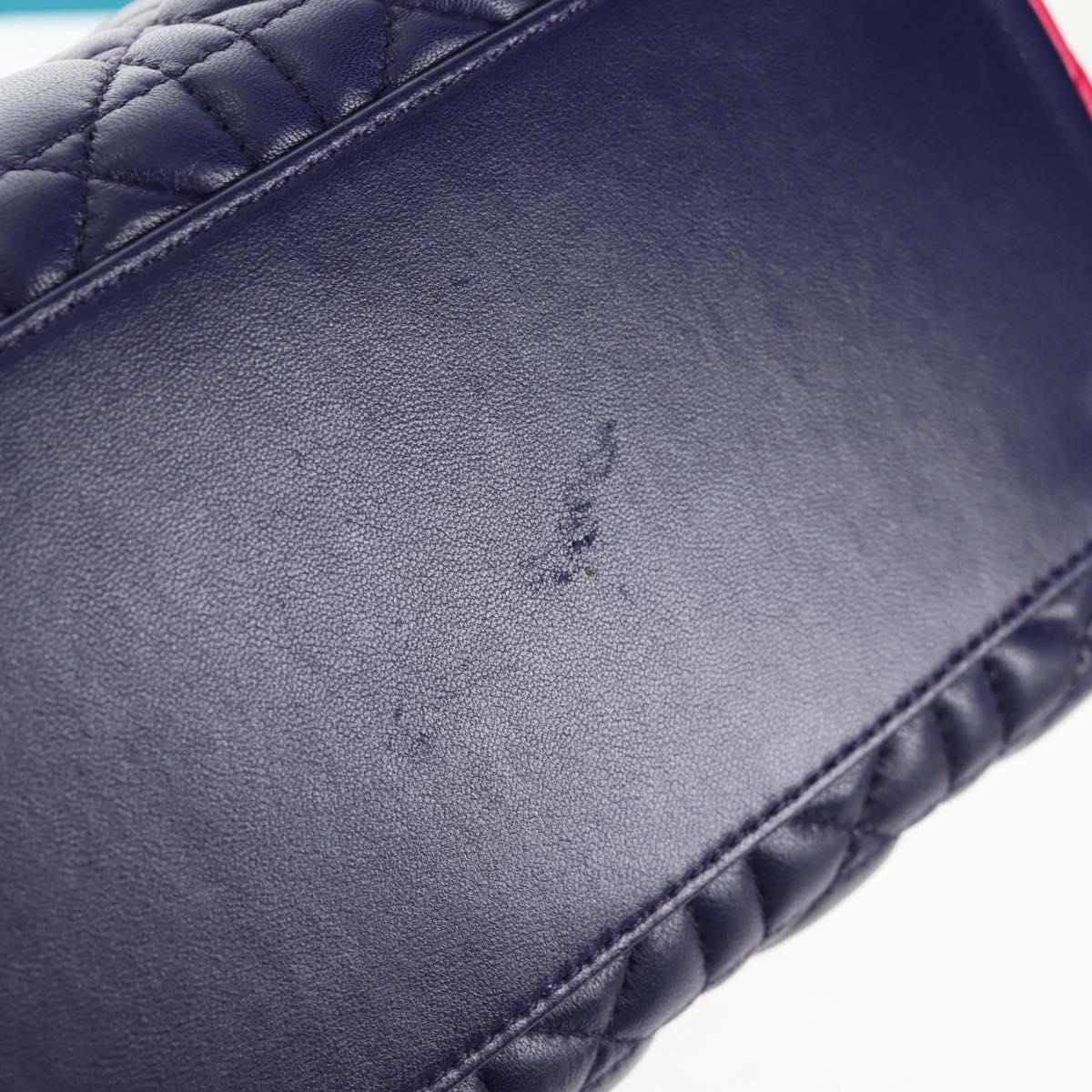 Christian Dior Canage Hand Bag Leather 2way Multicolor Silver Auth 140132M