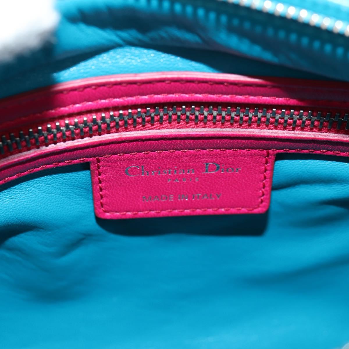 Christian Dior Canage Hand Bag Leather 2way Multicolor Silver Auth 140132M