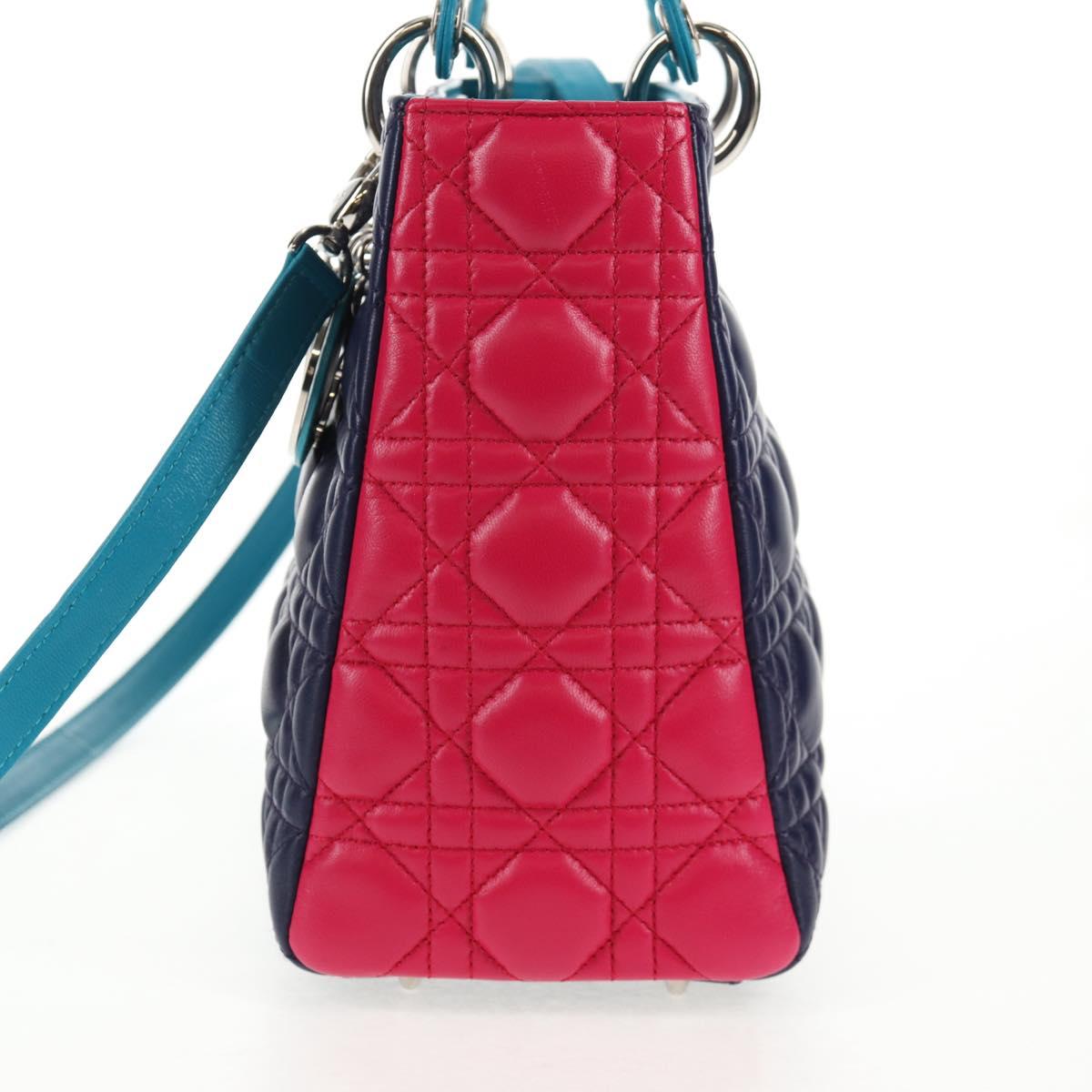 Christian Dior Canage Hand Bag Leather 2way Multicolor Silver Auth 140132SAM