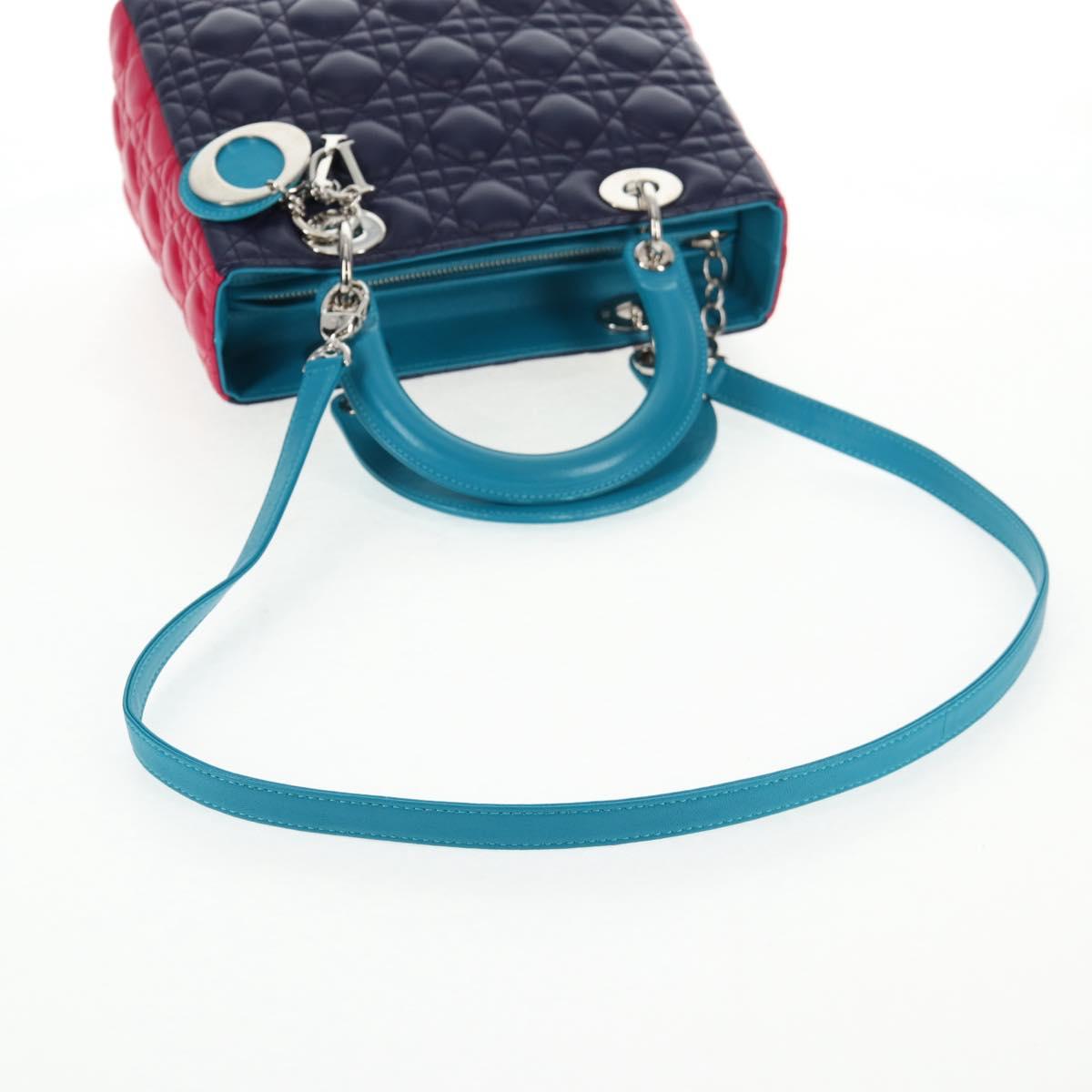 Christian Dior Canage Hand Bag Leather 2way Multicolor Silver Auth 140132SAM