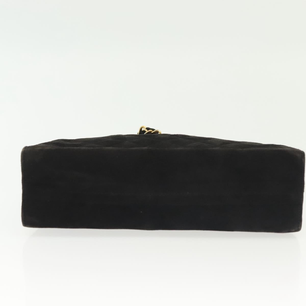 CHANEL Matelasse Chain Shoulder Bag Suede Black Gold CC Auth 140141