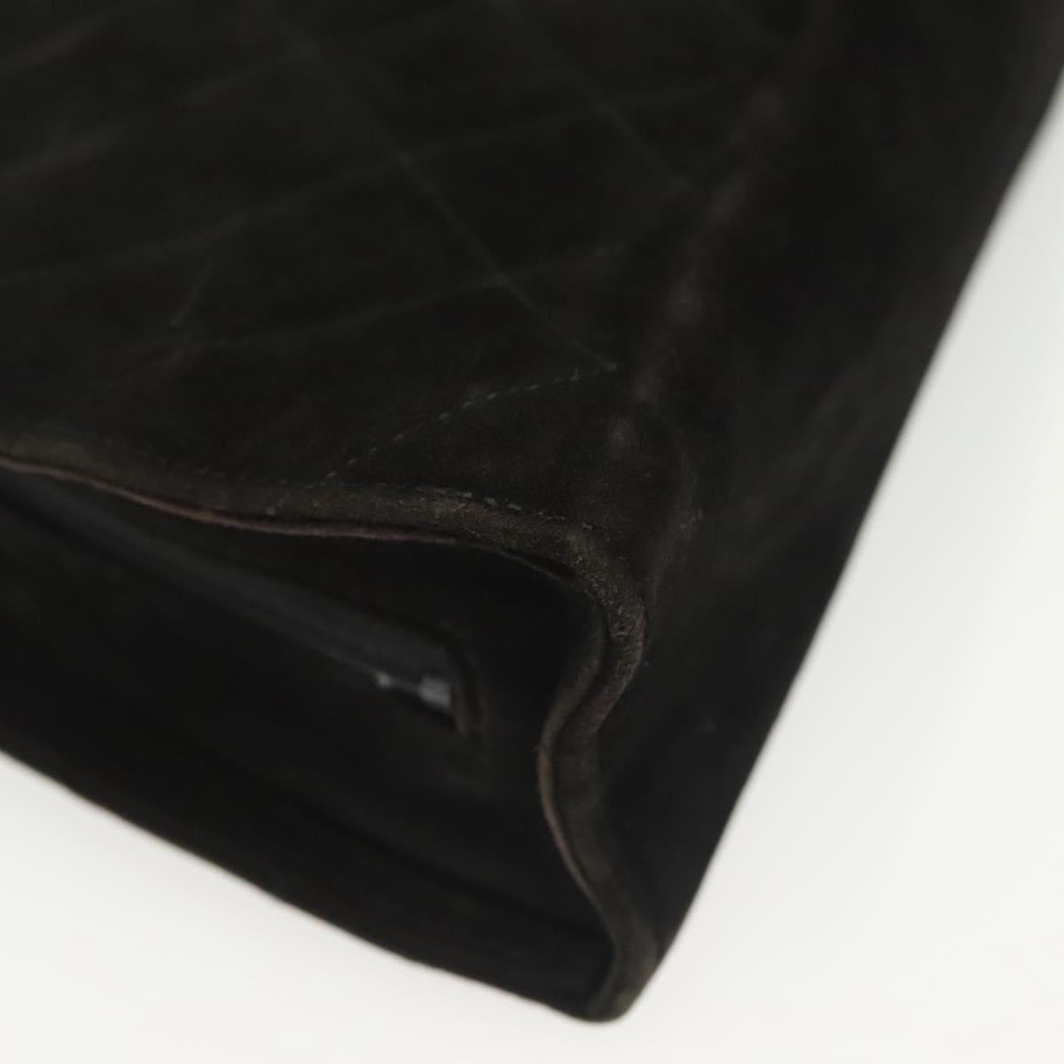 CHANEL Matelasse Chain Shoulder Bag Suede Black Gold CC Auth 140141
