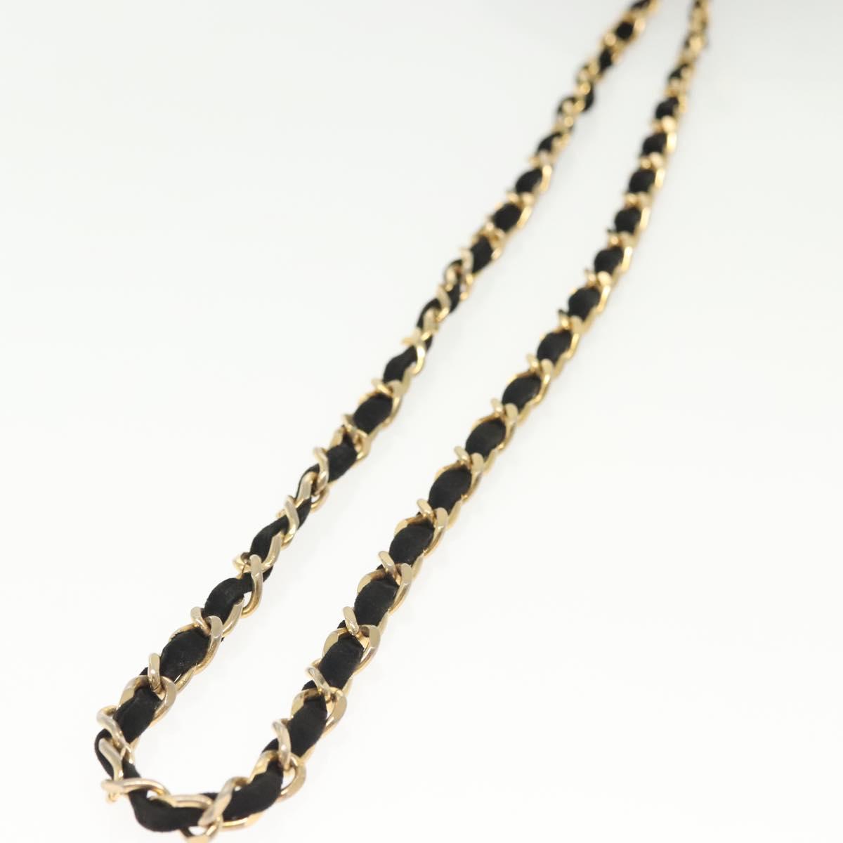 CHANEL Matelasse Chain Shoulder Bag Suede Black Gold CC Auth 140141