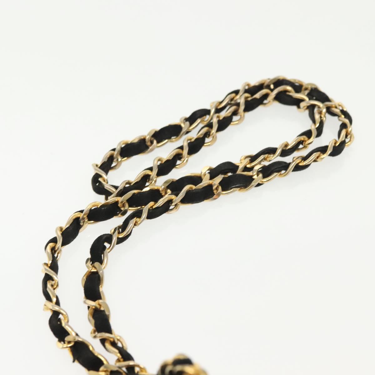 CHANEL Matelasse Chain Shoulder Bag Suede Black Gold CC Auth 140141