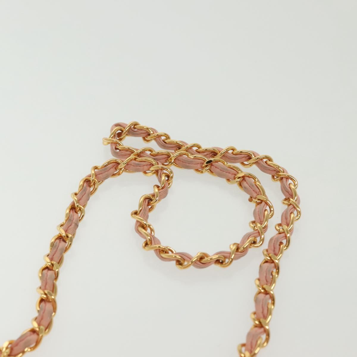 CHANEL Chain Matelasse Shoulder Bag Lamb Skin Pink Gold CC Auth 140142