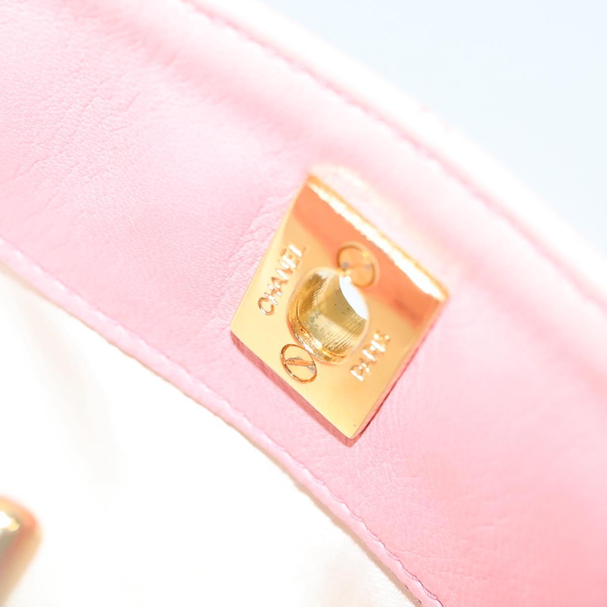 CHANEL Chain Matelasse Shoulder Bag Lamb Skin Pink Gold CC Auth 140142
