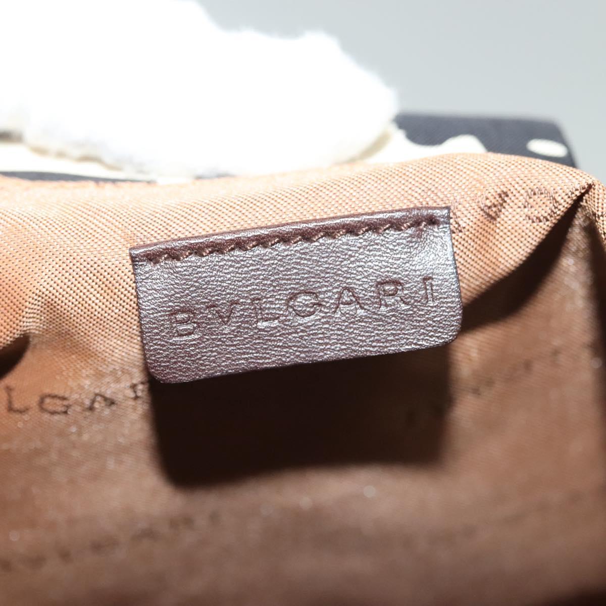 BVLGARI Hand Bag Canvas Ivory Auth 140144