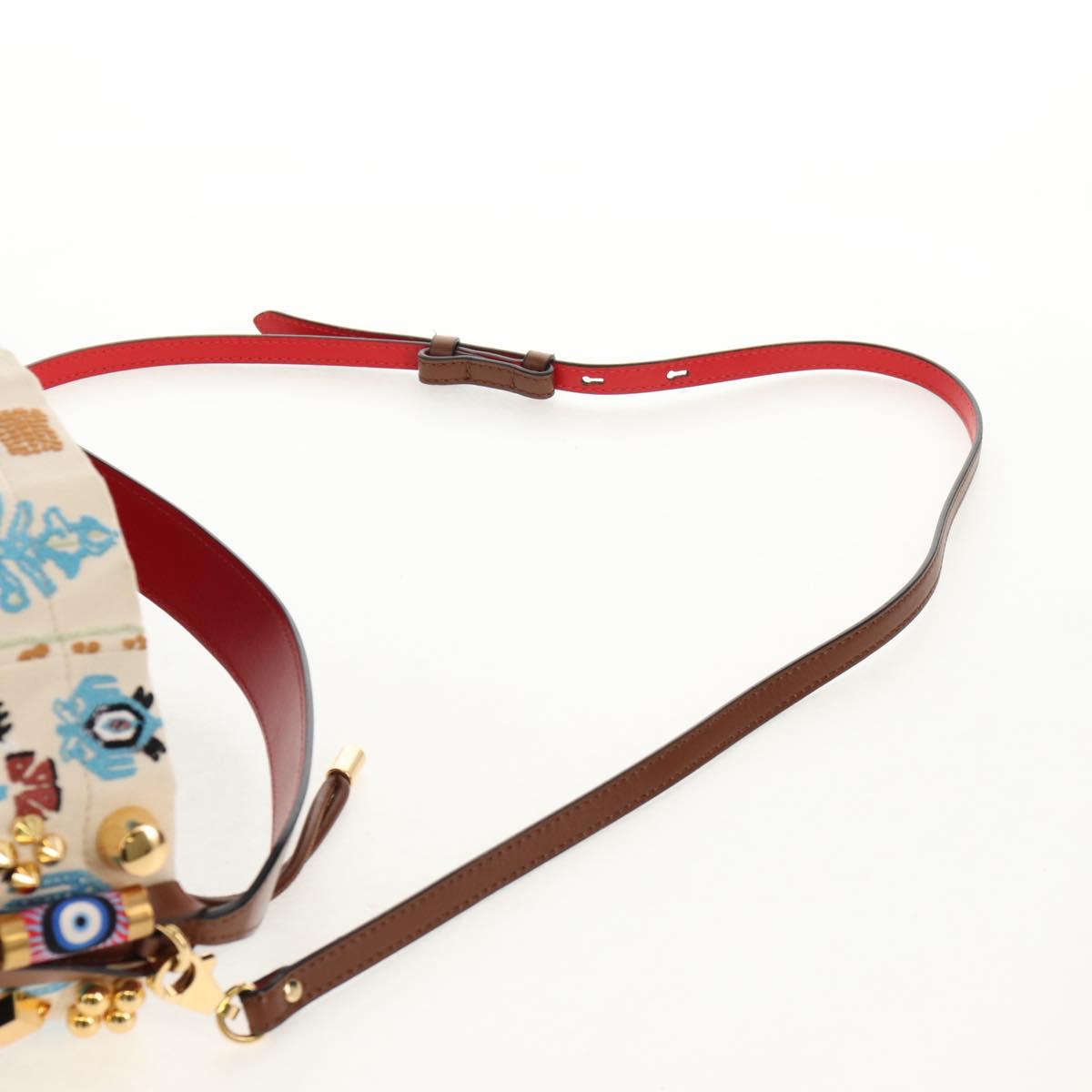 Christian Louboutin Shoulder Bag Canvas 2way Beige Gold Auth 140158V