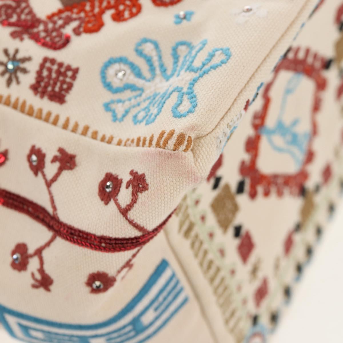 Christian Louboutin Shoulder Bag Canvas 2way Beige Gold Auth 140158V