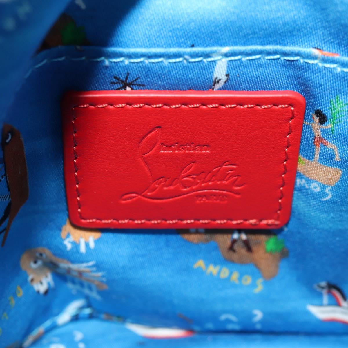 Christian Louboutin Shoulder Bag Canvas 2way Beige Gold Auth 140158V