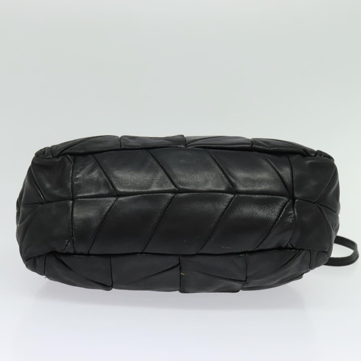 Miu Miu Hand Bag Leather 2way Black Gold Auth 140159