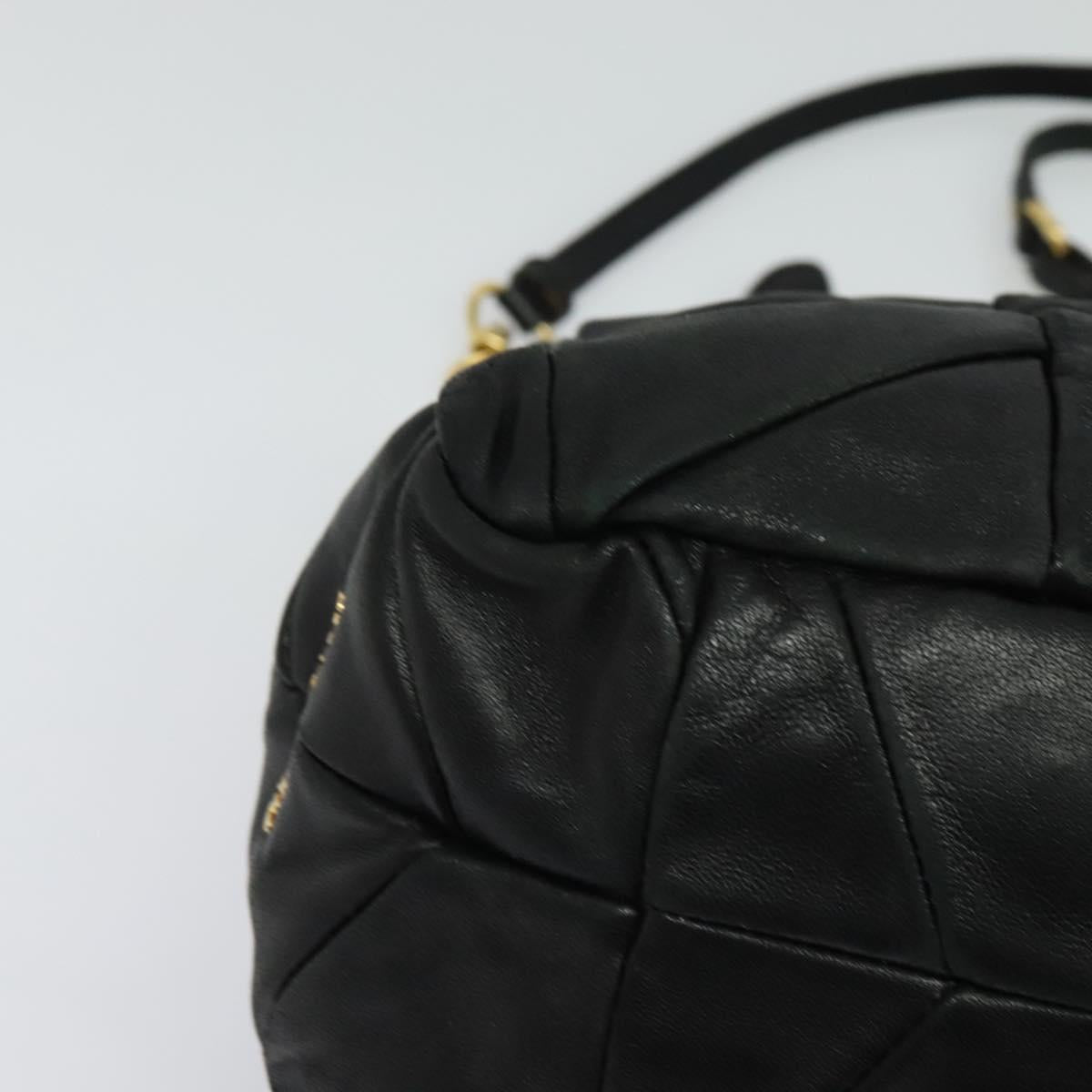Miu Miu Hand Bag Leather 2way Black Gold Auth 140159