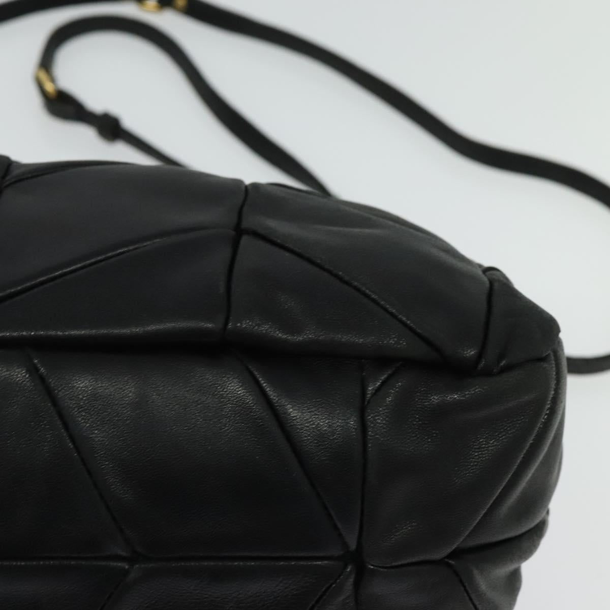 Miu Miu Hand Bag Leather 2way Black Gold Auth 140159