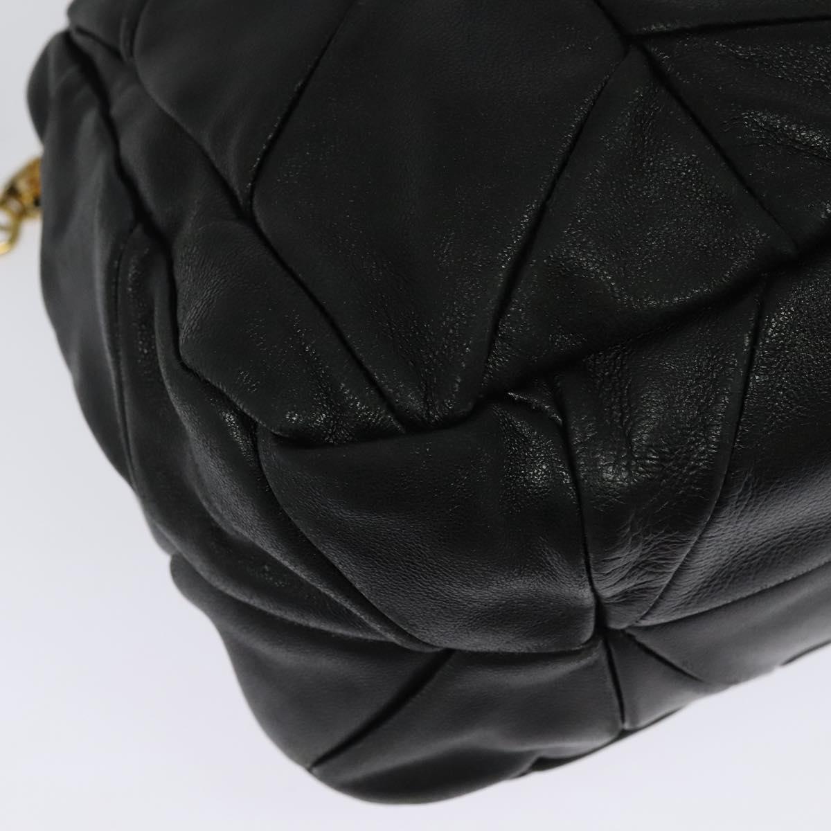 Miu Miu Hand Bag Leather 2way Black Gold Auth 140159