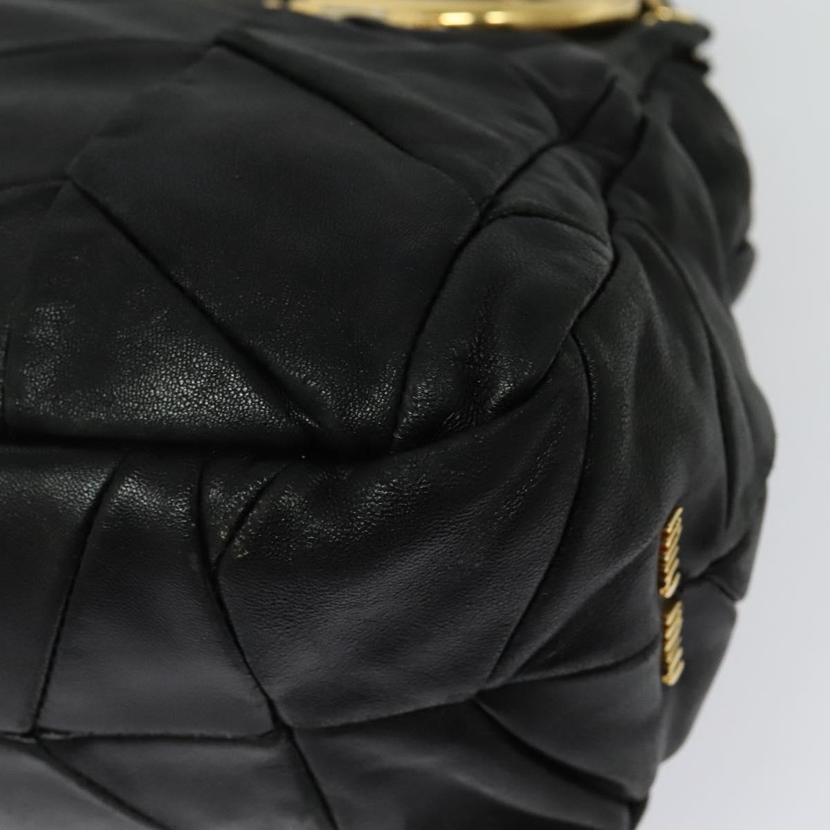 Miu Miu Hand Bag Leather 2way Black Gold Auth 140159