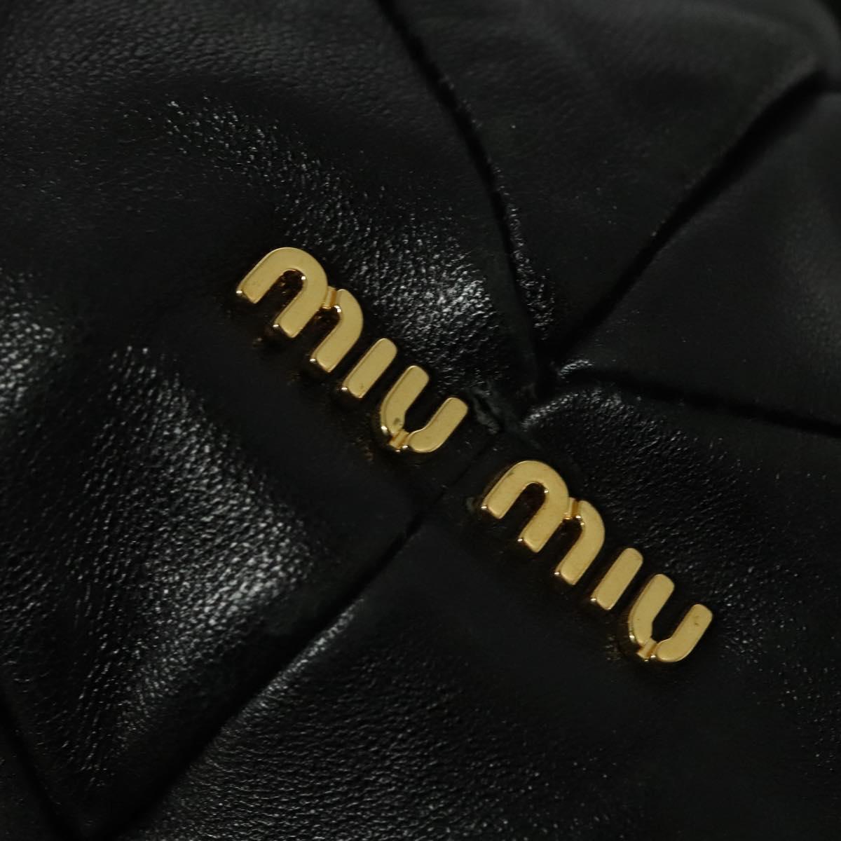 Miu Miu Hand Bag Leather 2way Black Gold Auth 140159
