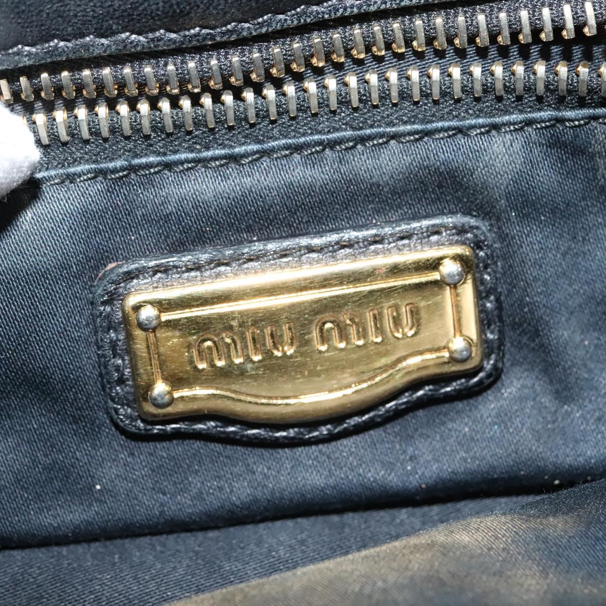 Miu Miu Hand Bag Leather 2way Black Gold Auth 140159