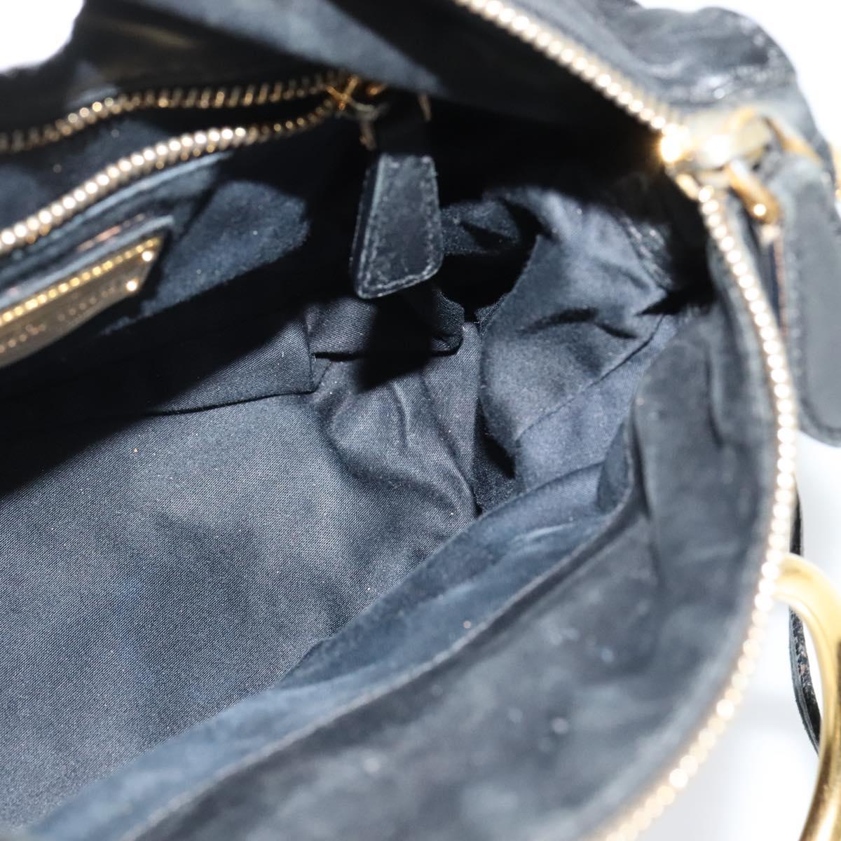 Miu Miu Hand Bag Leather 2way Black Gold Auth 140159