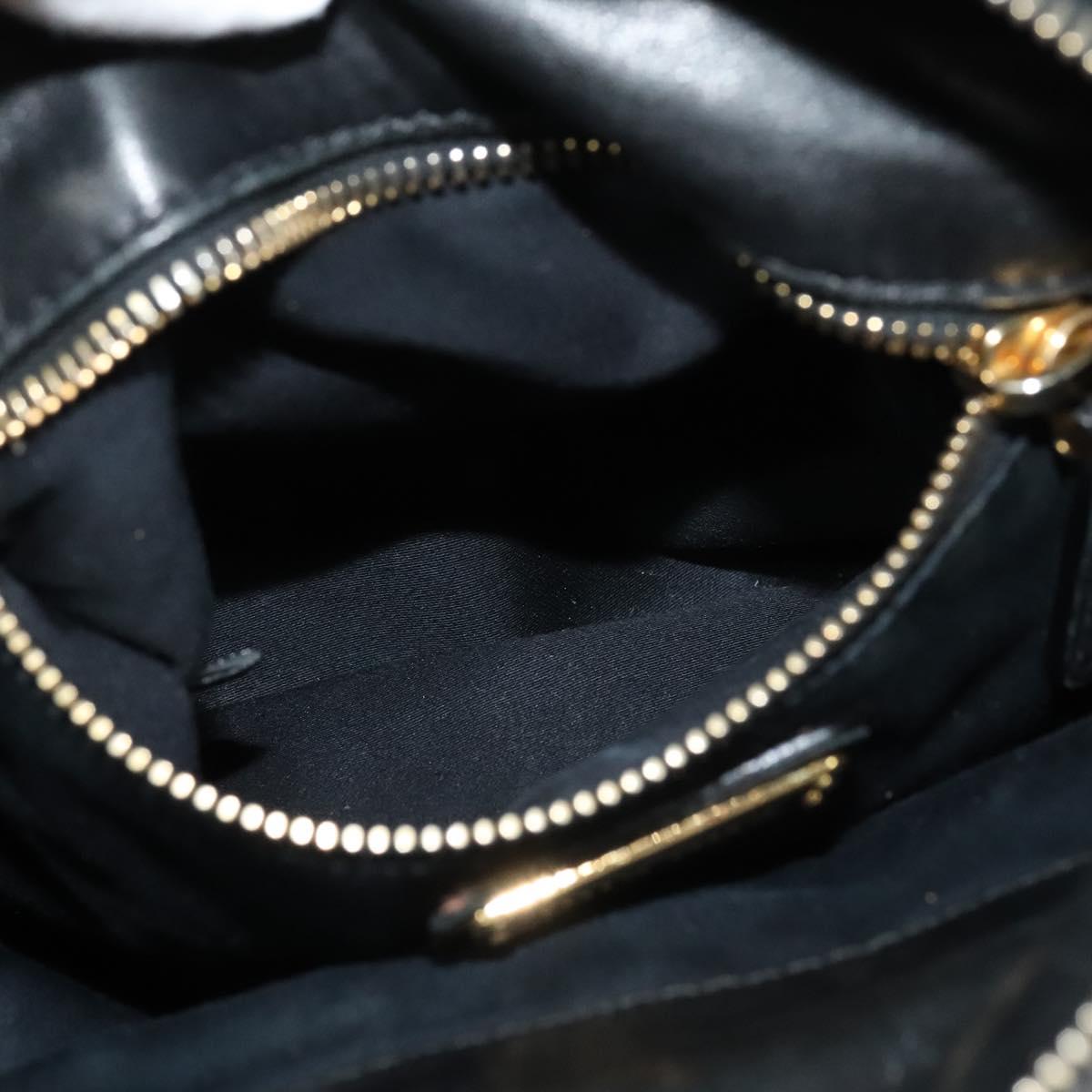 Miu Miu Hand Bag Leather 2way Black Gold Auth 140159