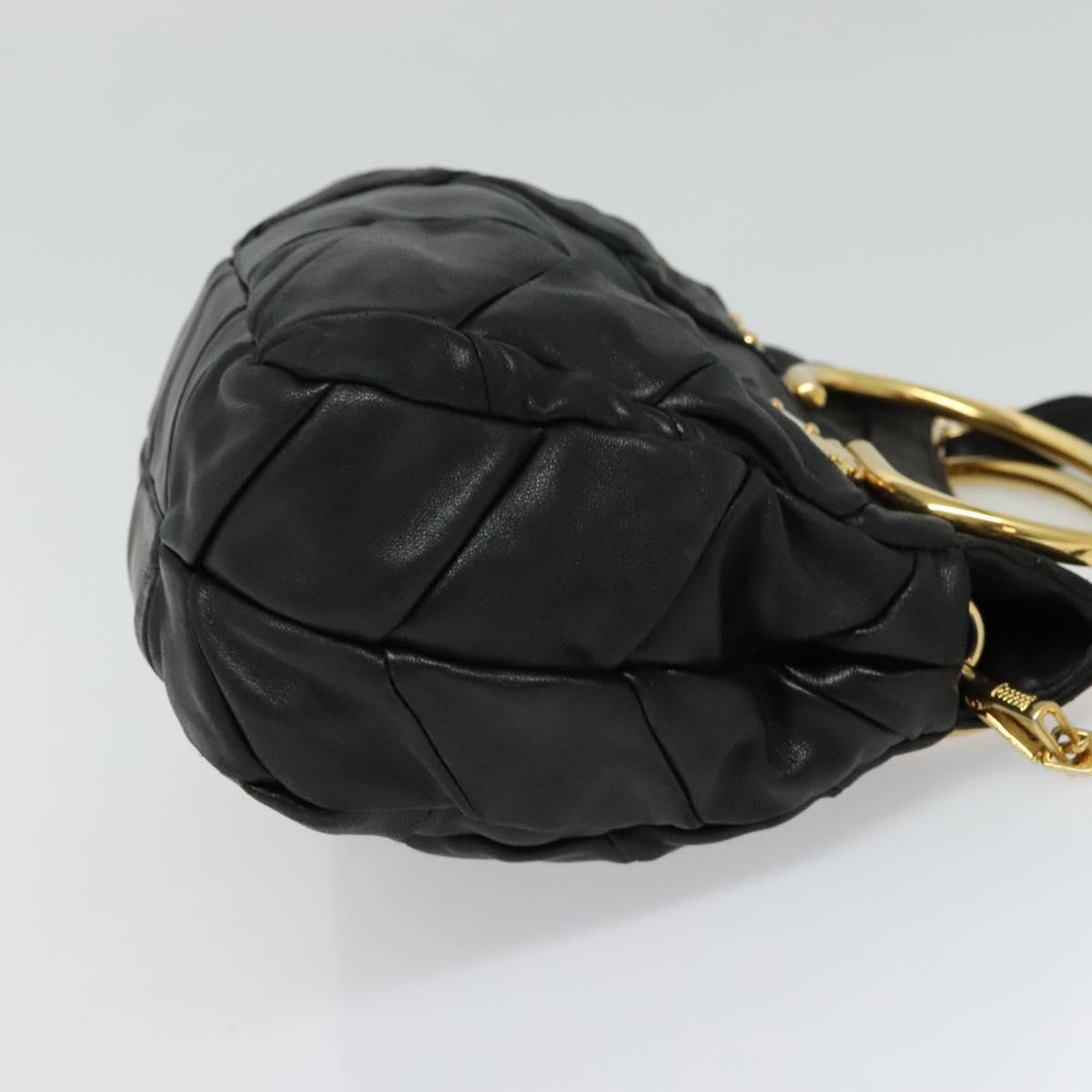 Miu Miu Hand Bag Leather 2way Black Gold Auth 140159