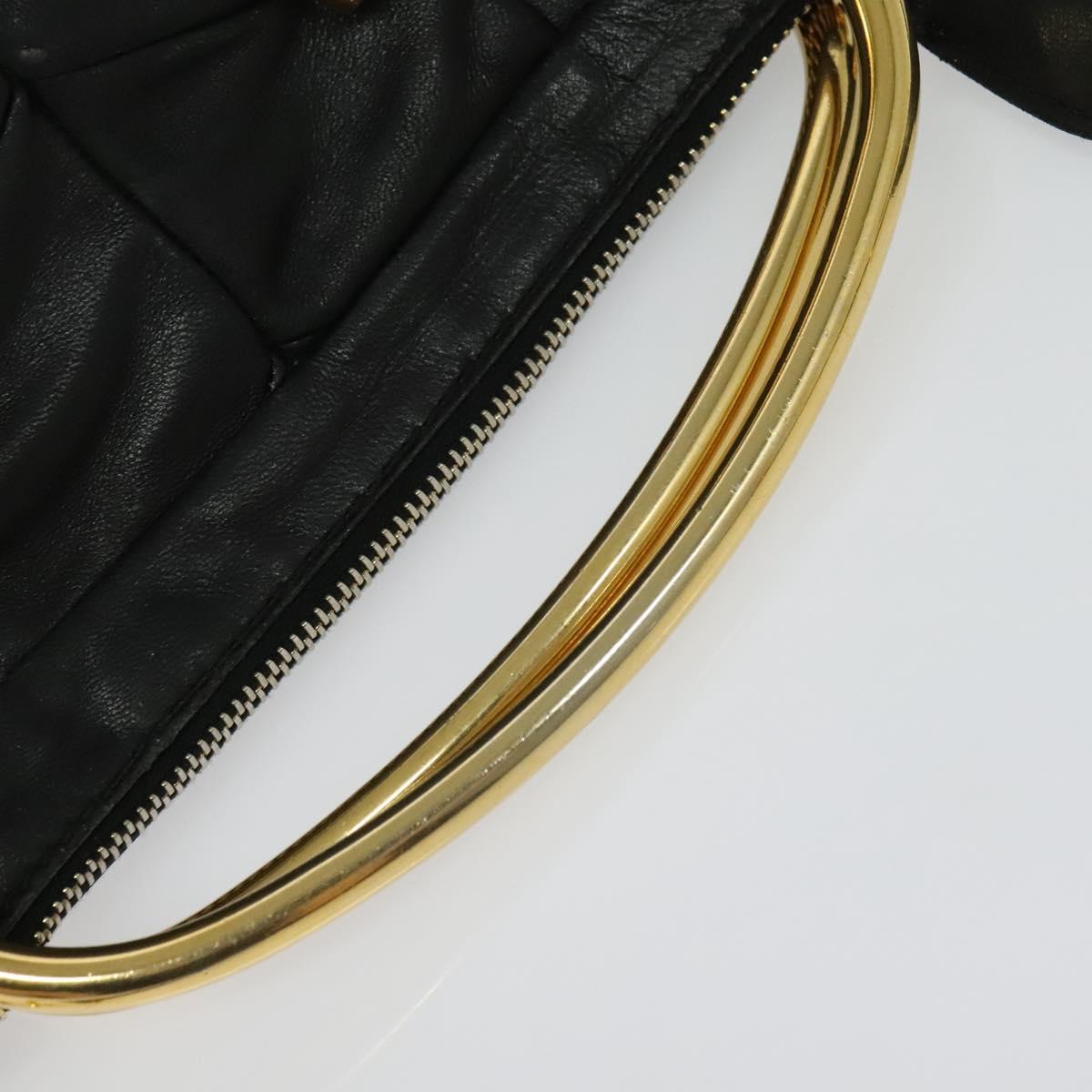 Miu Miu Hand Bag Leather 2way Black Gold Auth 140159