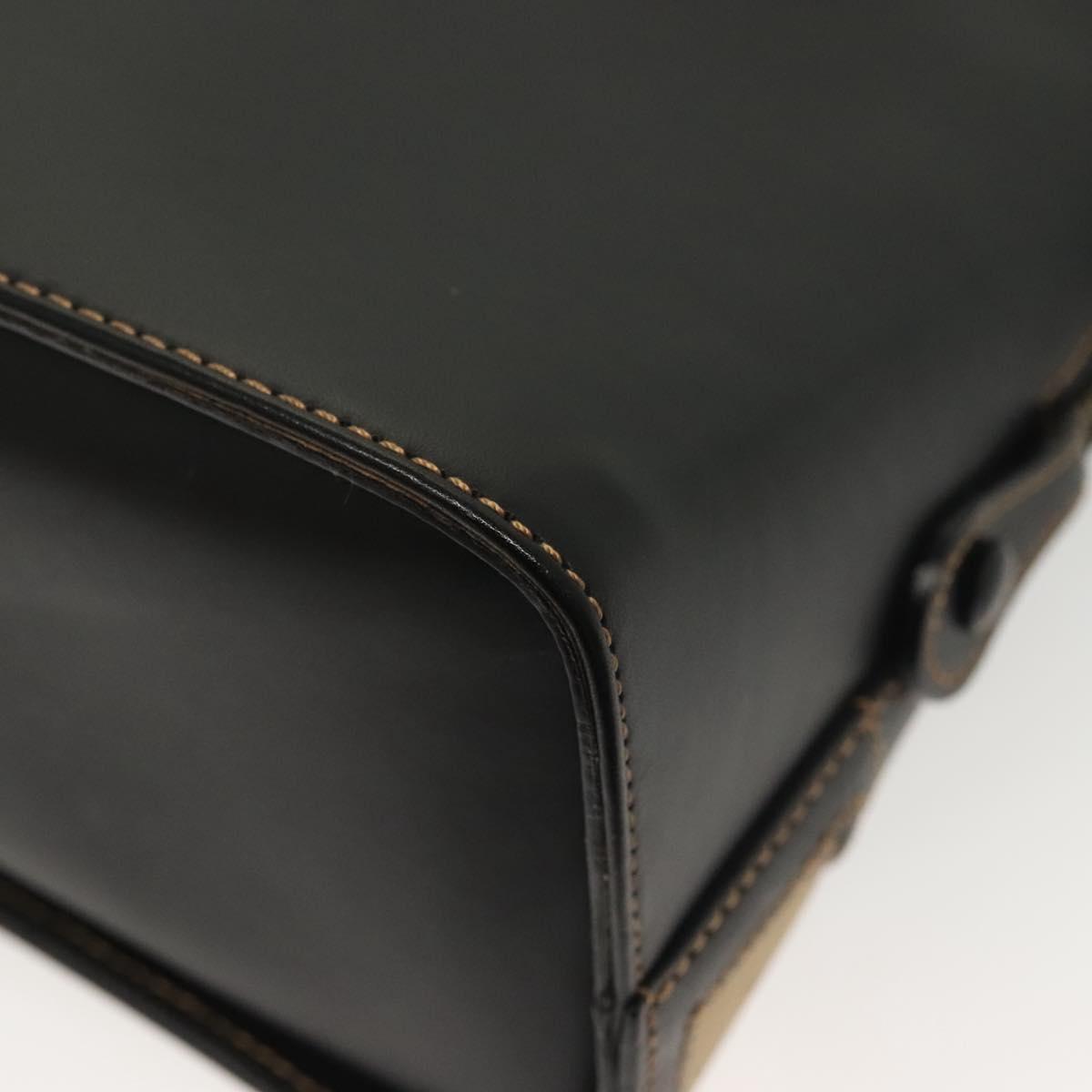 Burberrys Nova Check Hand Bag PVC Leather Black Beige Auth 140160
