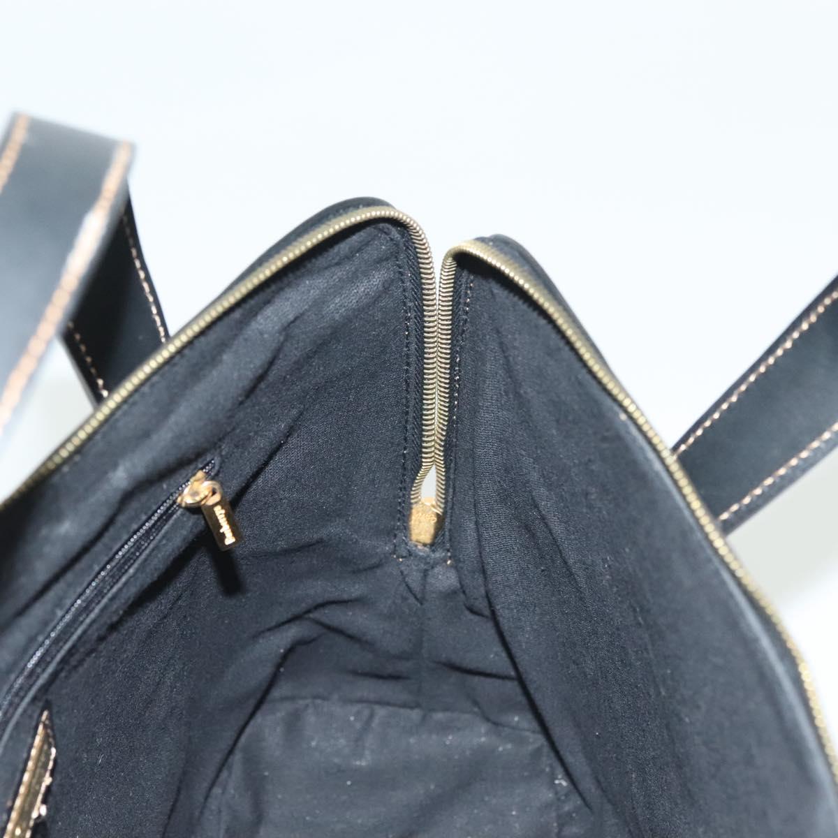 Burberrys Nova Check Hand Bag PVC Leather Black Beige Auth 140160