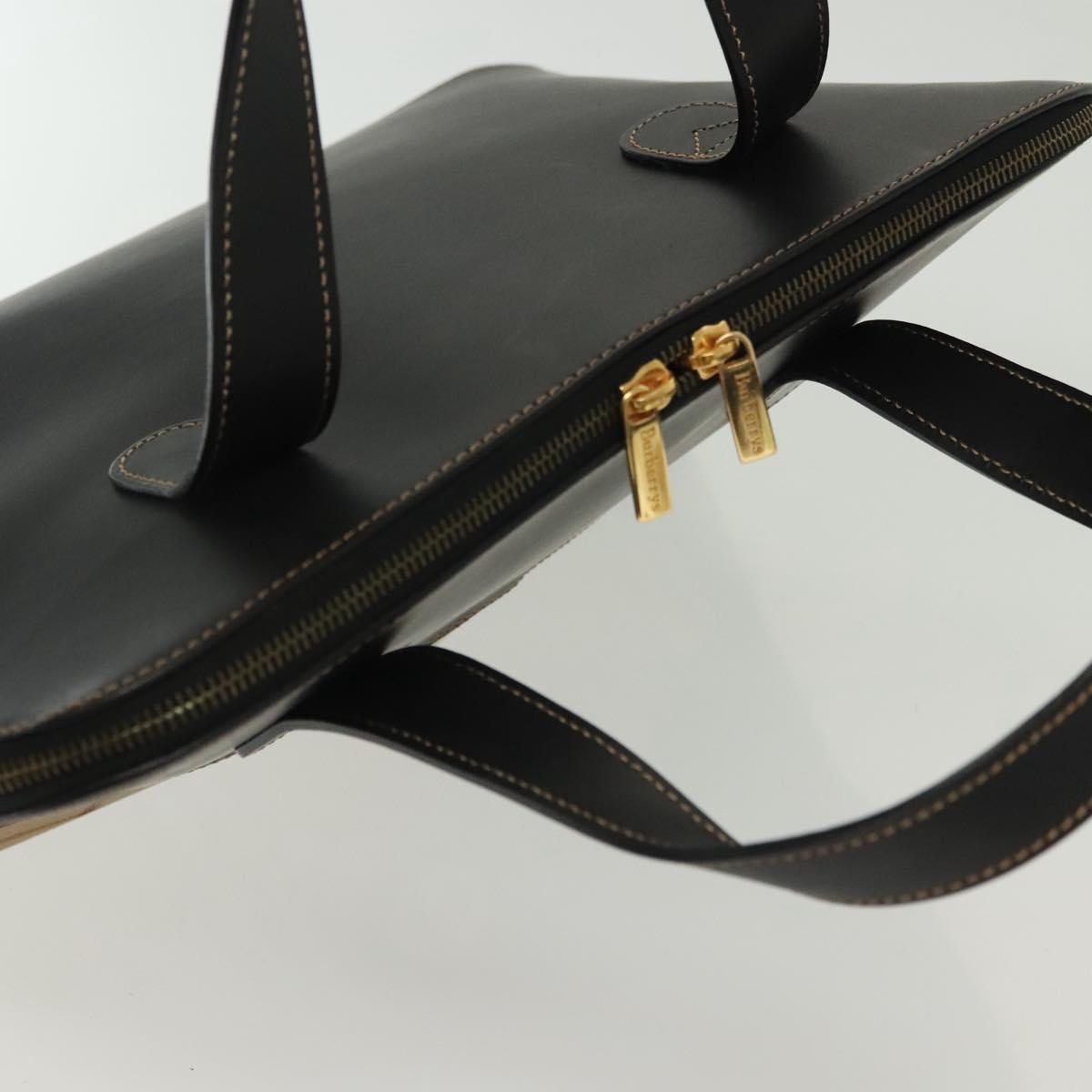 Burberrys Nova Check Hand Bag PVC Leather Black Beige Auth 140160