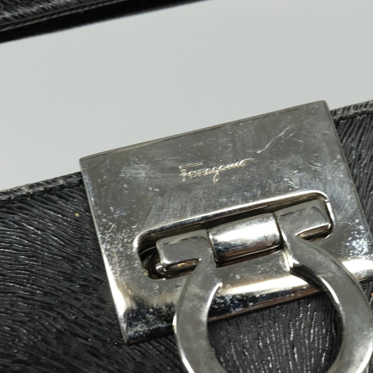 Salvatore Ferragamo Gancini Backpack Leather 2way Gray Silver Auth 140161