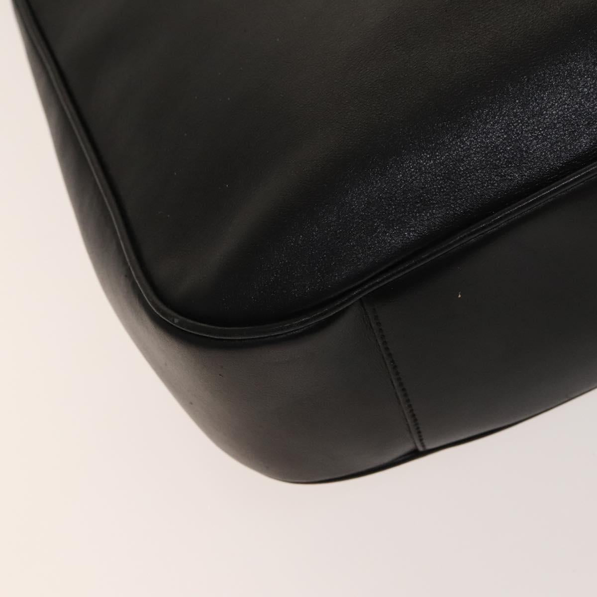 GUCCI Bamboo Shoulder Bag Leather 2way Black Gold 001 3444 1577 Auth 140164
