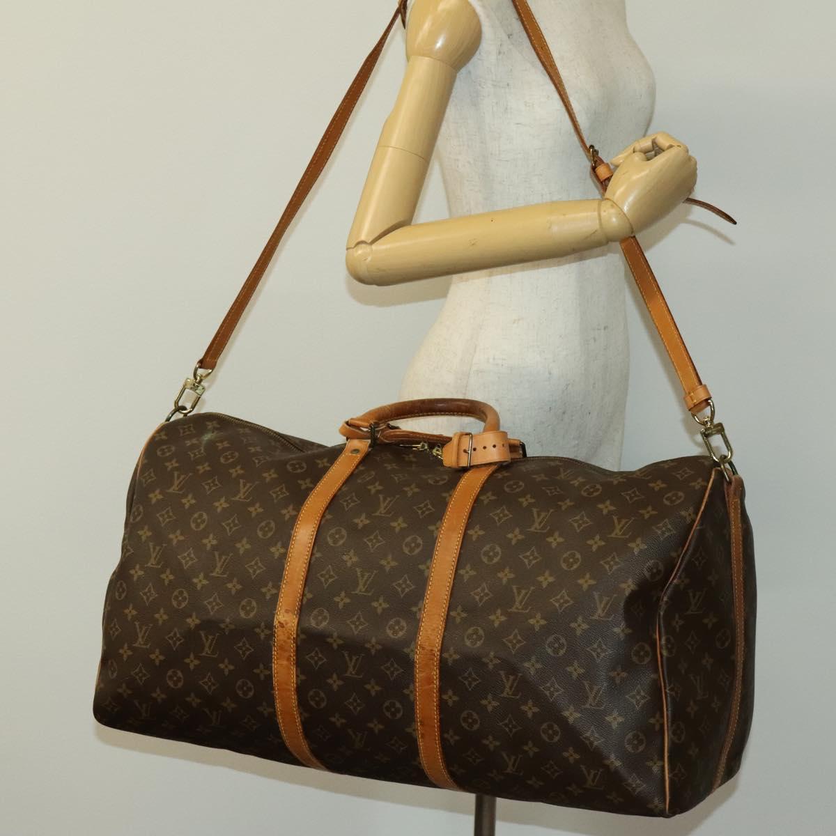 LOUIS VUITTON Monogram Keepall Bandouliere 60 Boston Bag M41412 LV Auth 140175