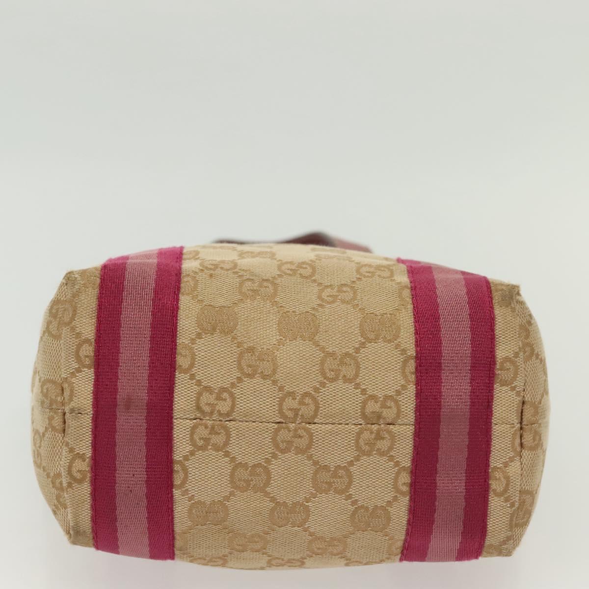 GUCCI GG Canvas Sherry Line Tote Bag Beige Gold Auth 140181
