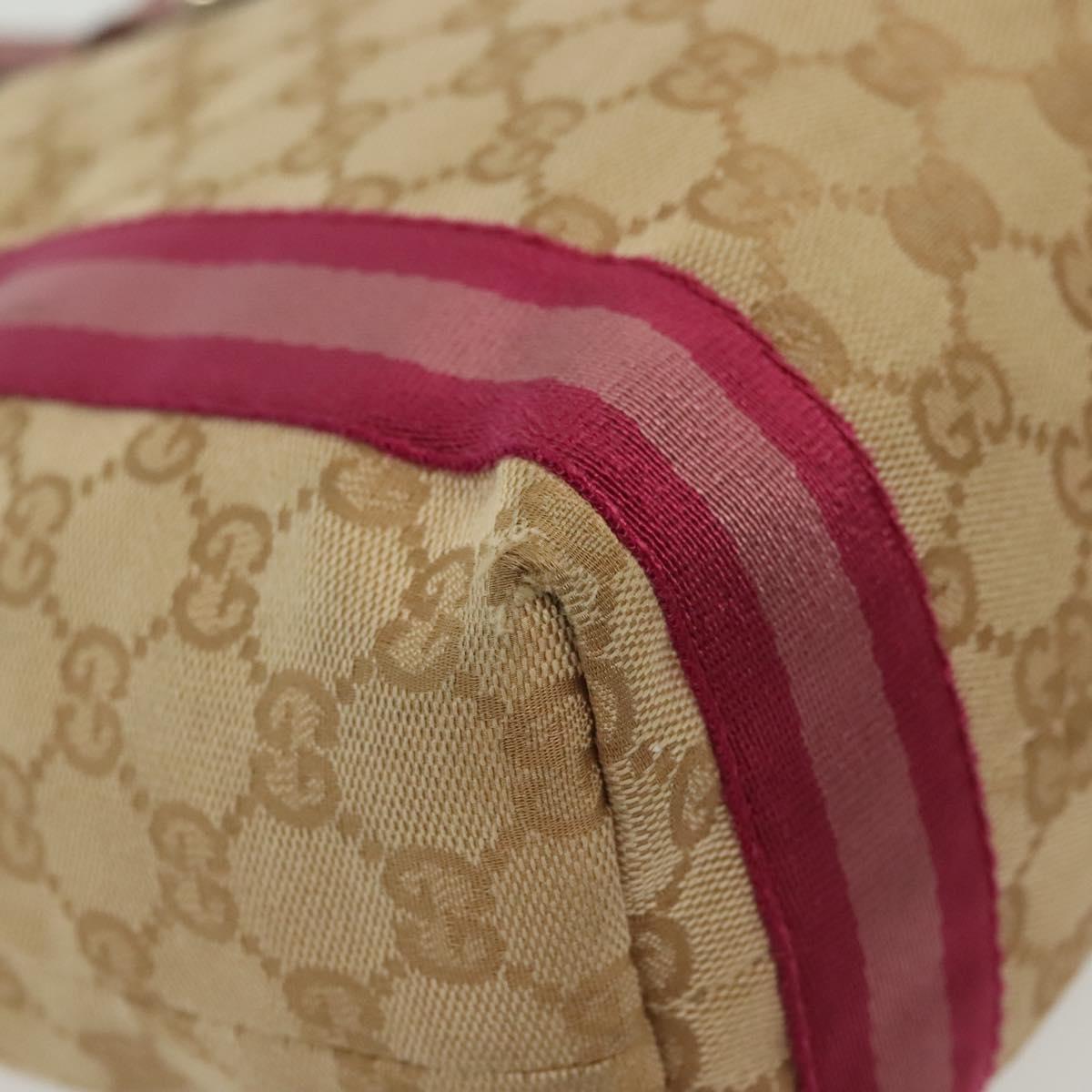 GUCCI GG Canvas Sherry Line Tote Bag Beige Gold Auth 140181
