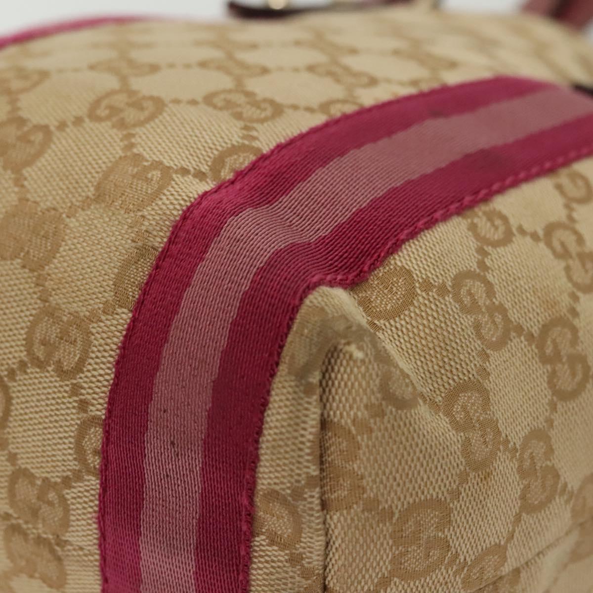 GUCCI GG Canvas Sherry Line Tote Bag Beige Gold Auth 140181