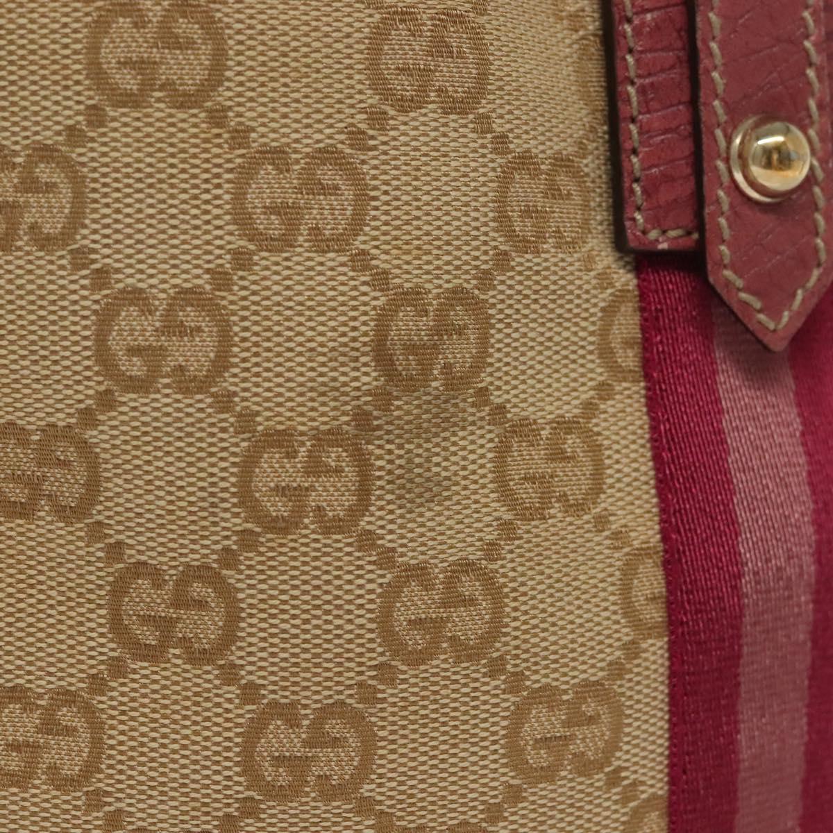 GUCCI GG Canvas Sherry Line Tote Bag Beige Gold Auth 140181
