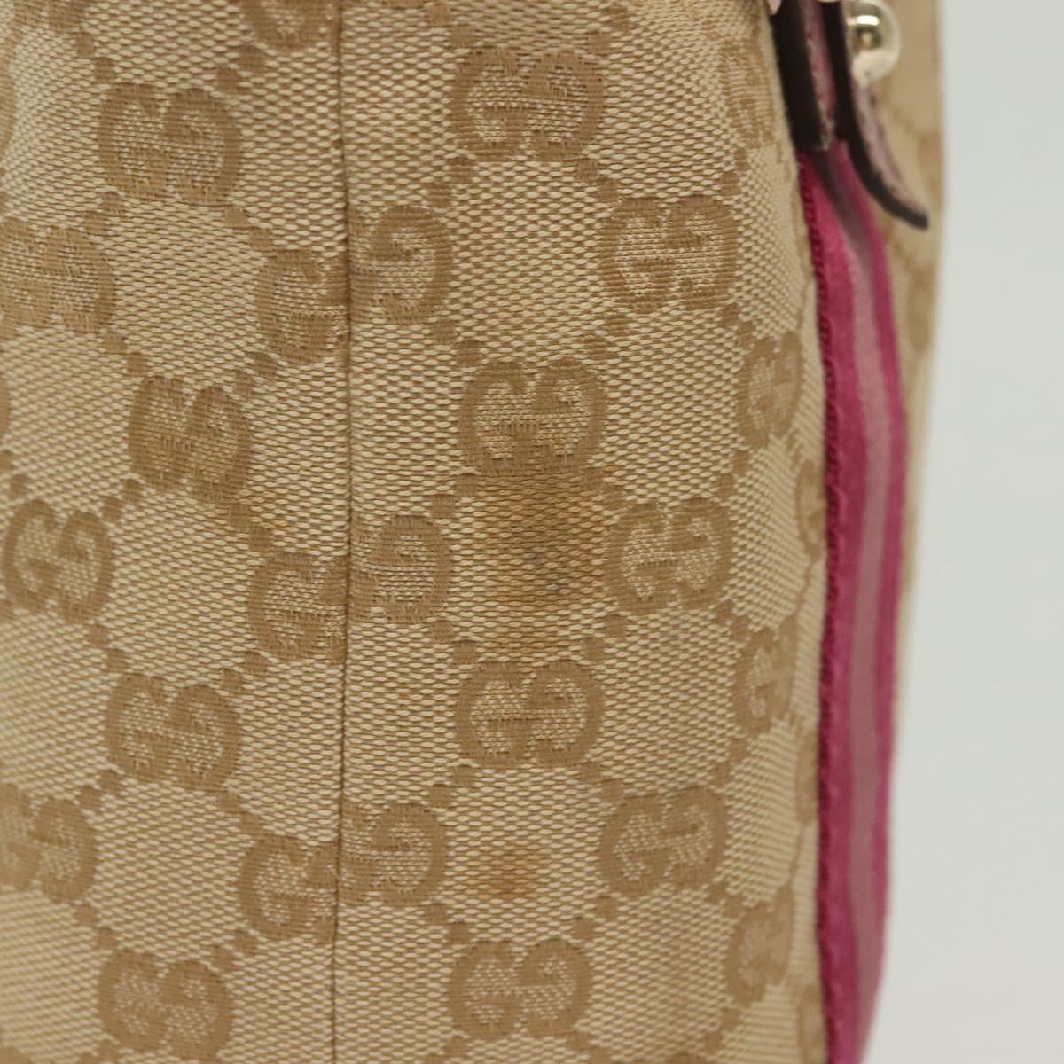 GUCCI GG Canvas Sherry Line Tote Bag Beige Gold Auth 140181