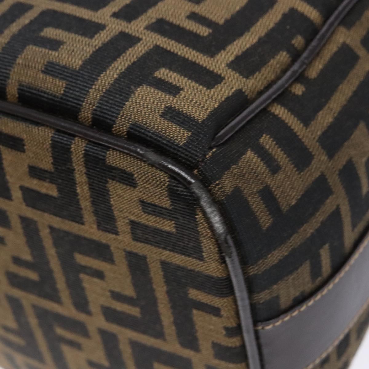 FENDI Zucca Canvas Vanity Pouch Black Brown Auth 140184