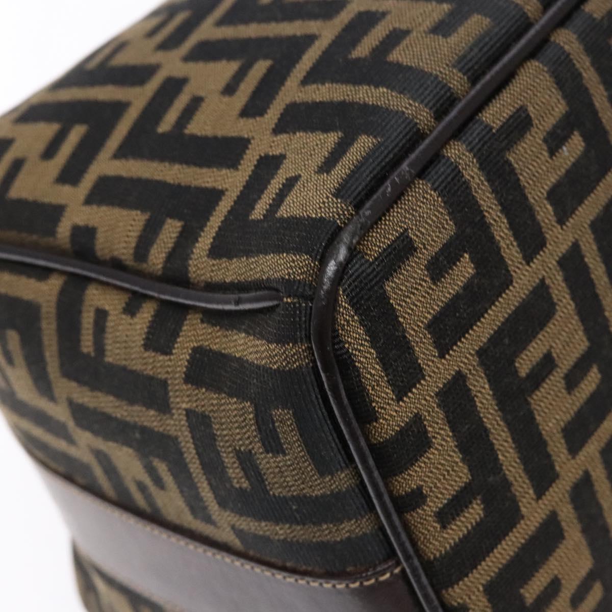 FENDI Zucca Canvas Vanity Pouch Black Brown Auth 140184