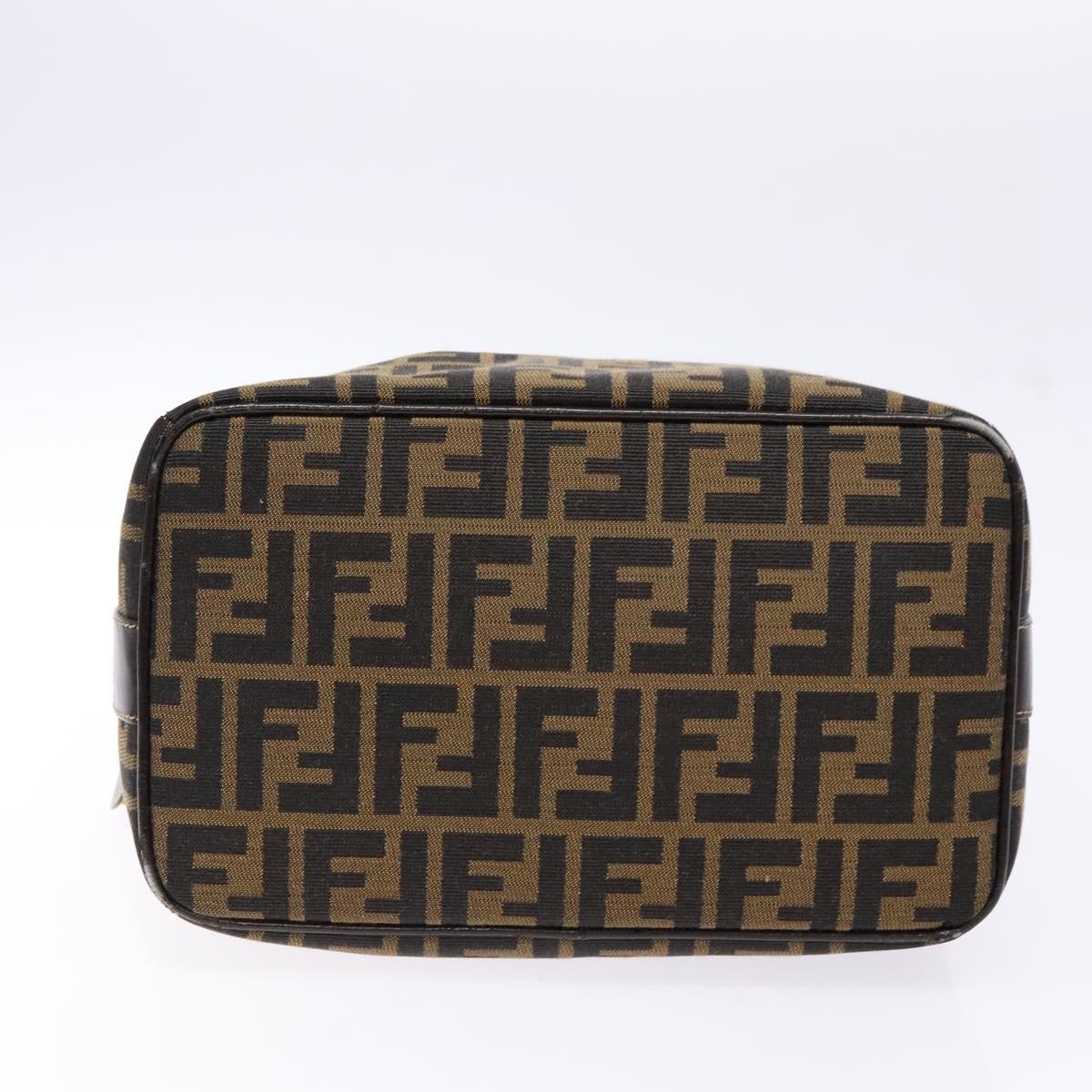FENDI Zucca Canvas Vanity Pouch Black Brown Auth 140184