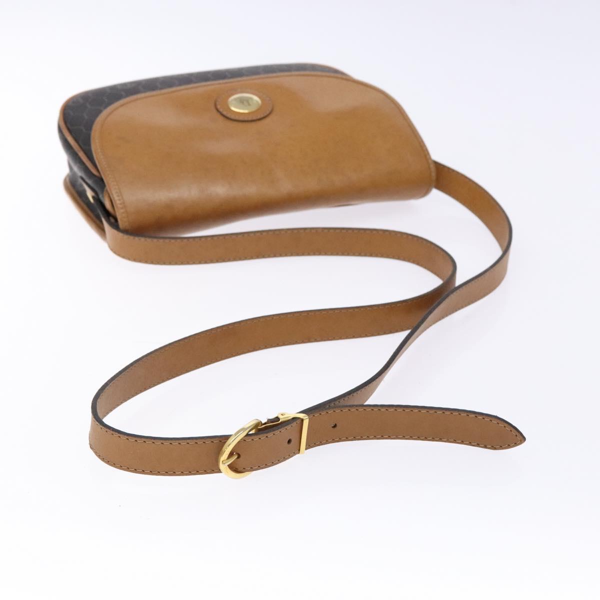 Christian Dior Honeycomb Canvas Shoulder Bag PVC Black Gold Auth 140185