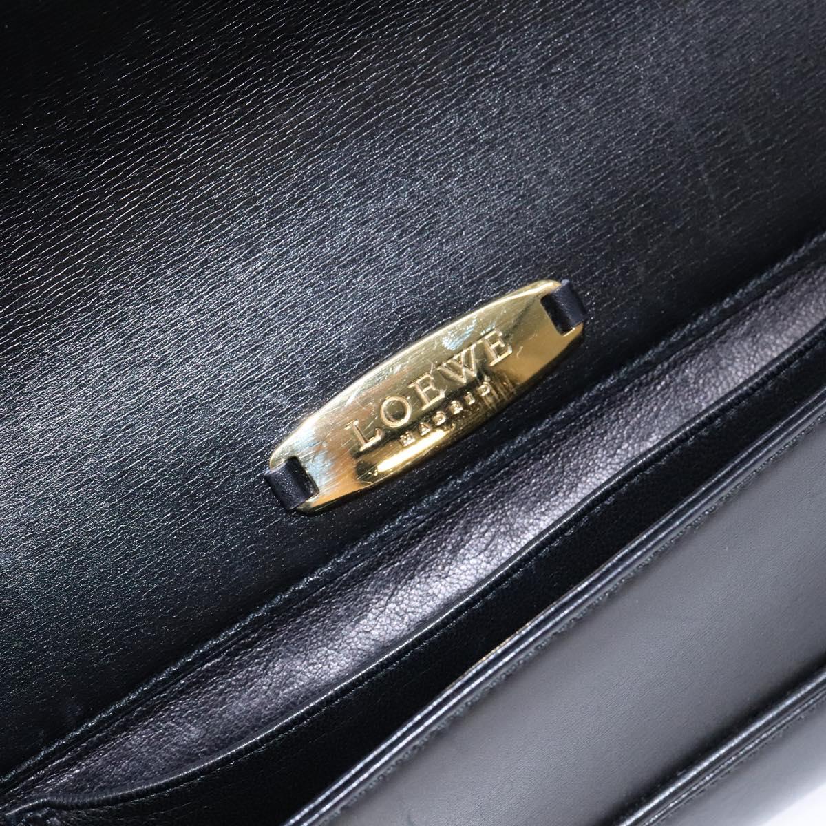 LOEWE Shoulder Bag Leather Black Auth 140187