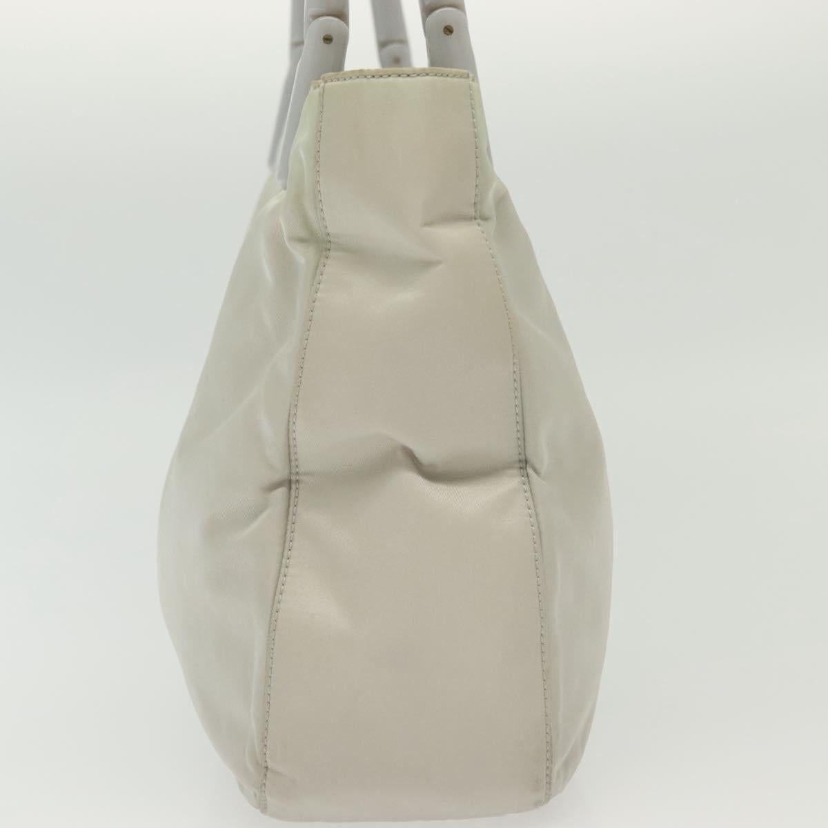 PRADA Shoulder Bag Nylon Ivory Silver Auth 140192