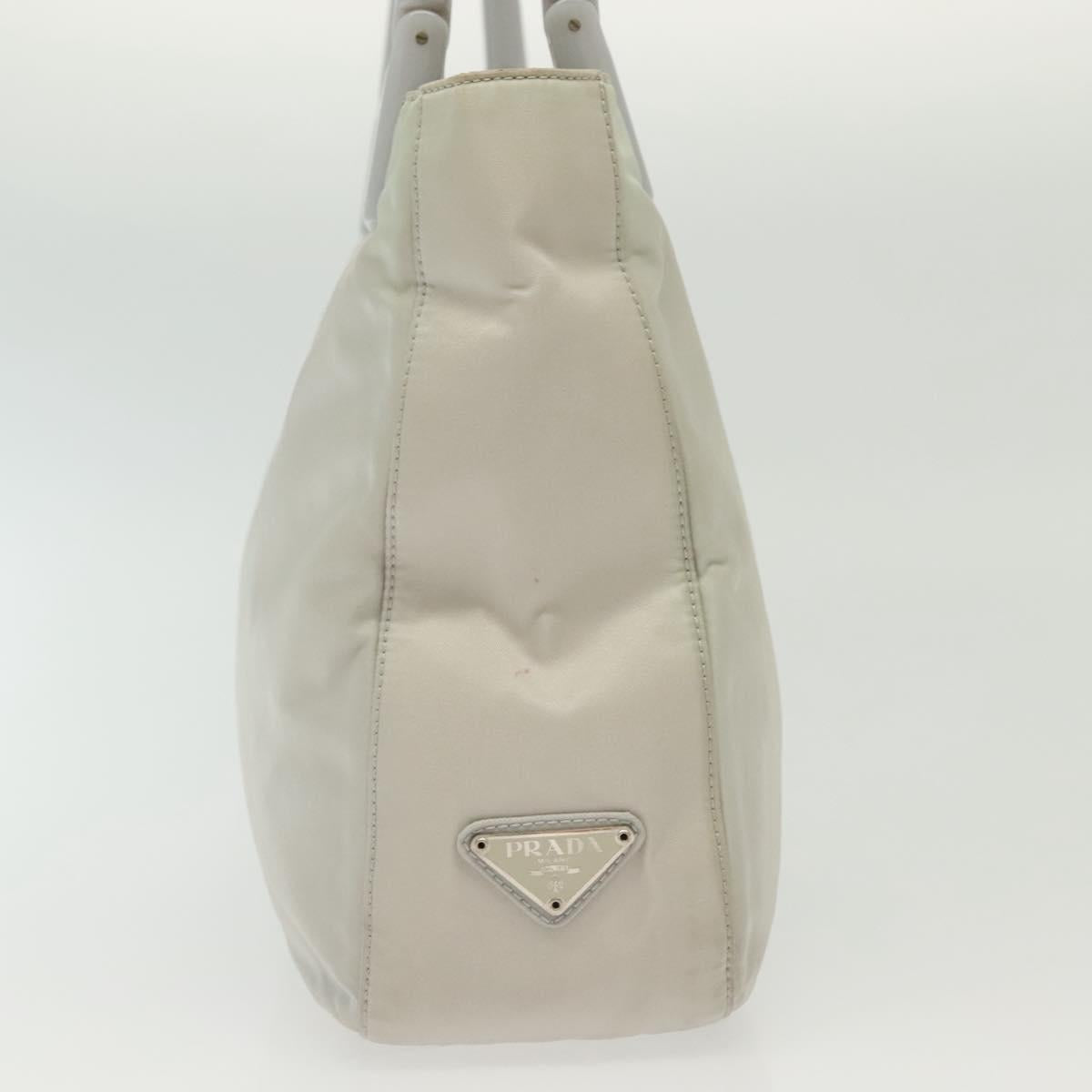 PRADA Shoulder Bag Nylon Ivory Silver Auth 140192